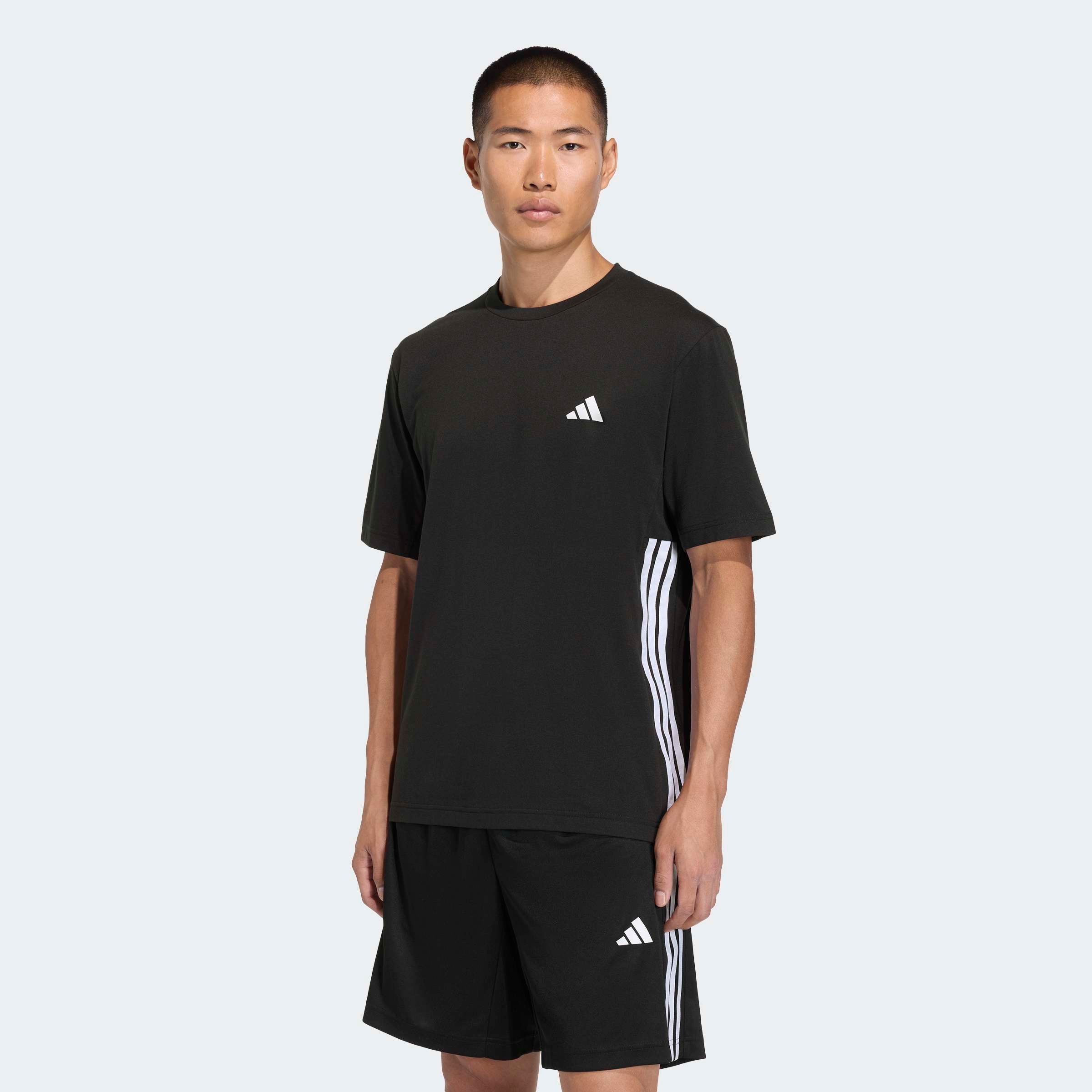 adidas Performance T-Shirt "WORKOUT ESSENTIALS FEELREADY 3-STREIFEN" mit Rundhalsausschnitt, sportlicher Stil, aus Single Jersey