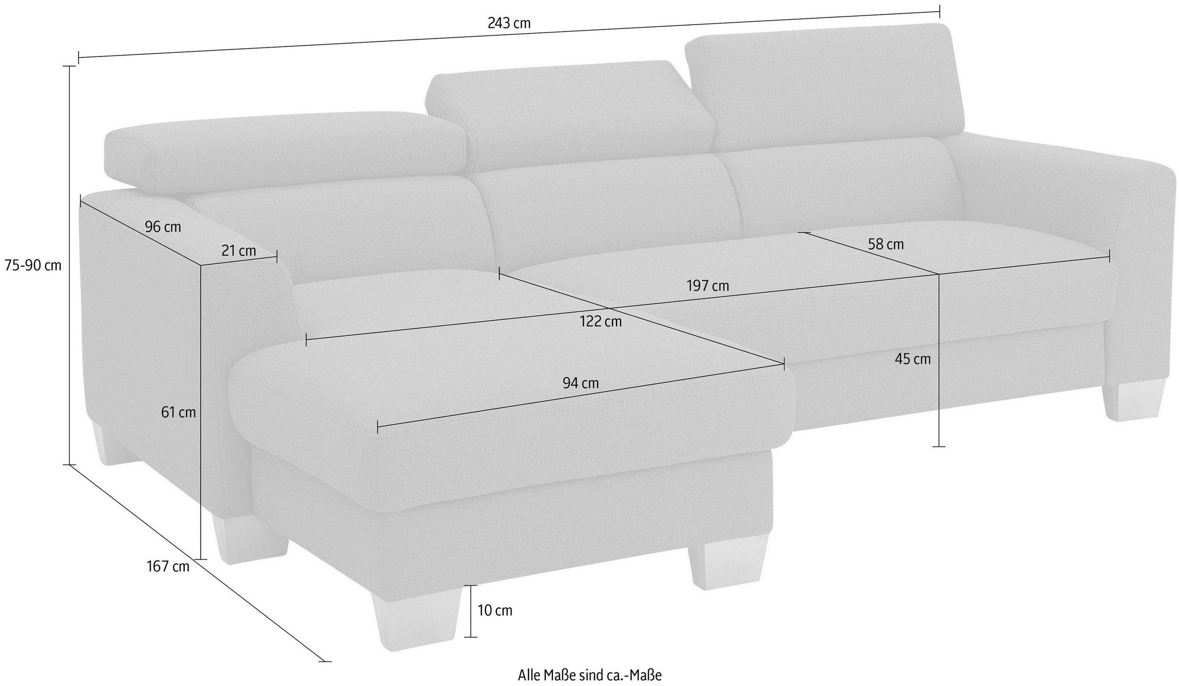 Home affaire Ecksofa »Steve Premium Luxus«, bis 140kg pro Sitz, wahlweise mit Bettfunktion und Bettkasten