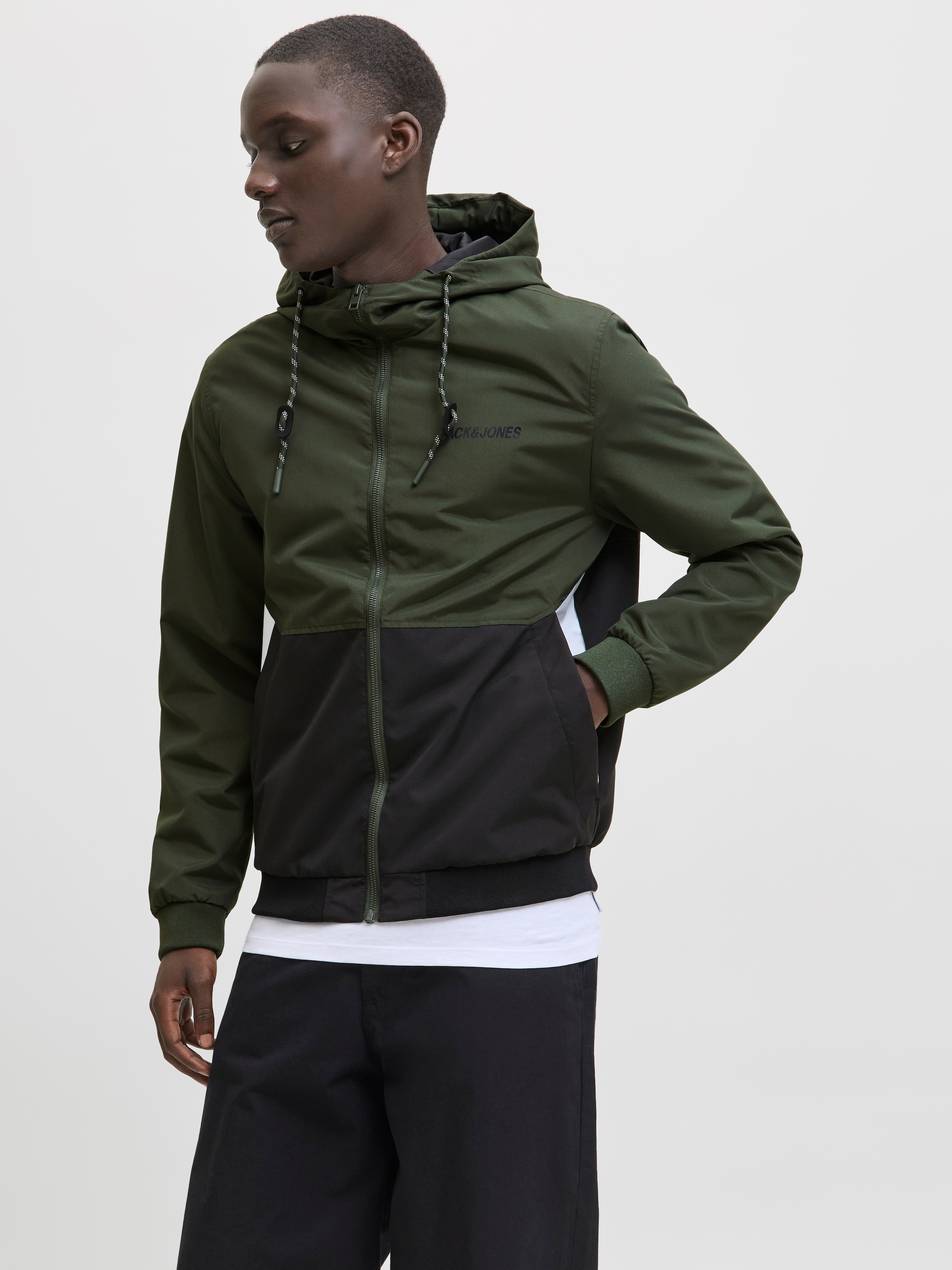 Jack & Jones Blouson "JJERUSH HOOD BOMBER NOOS", mit Kapuze, mit Logo Schri günstig online kaufen