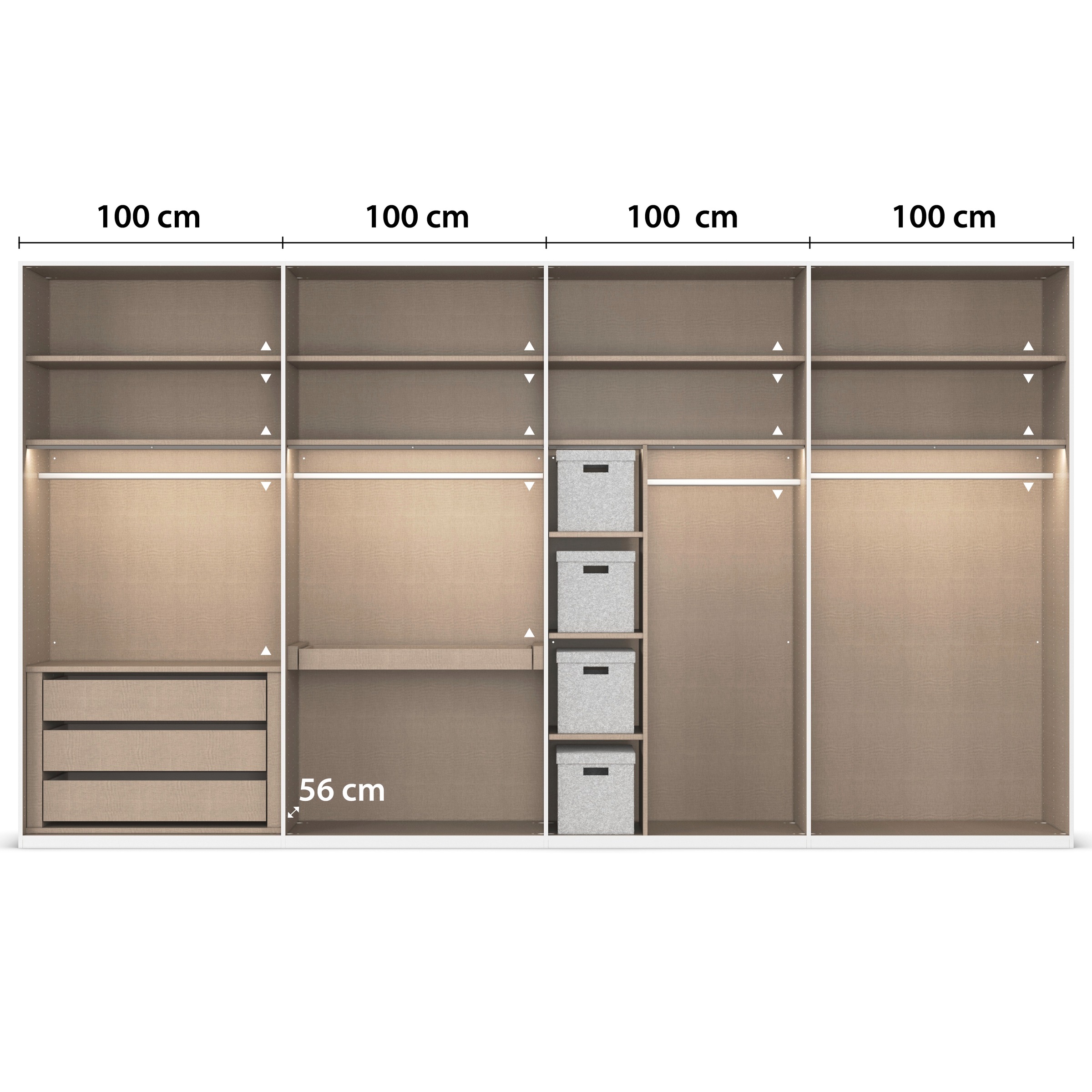 LeGer Home by Lena Gercke Kleiderschrank »Schrank Garderobe Ankleide Schlafzimmer Flur Serina«, (in 3 verschiedenen Ausstattungen BASIC/CLASSIC/PREMIUM), in 6 Breiten (101 - 401 cm) mit Front Glas oder Dekor MADE IN GERMANY