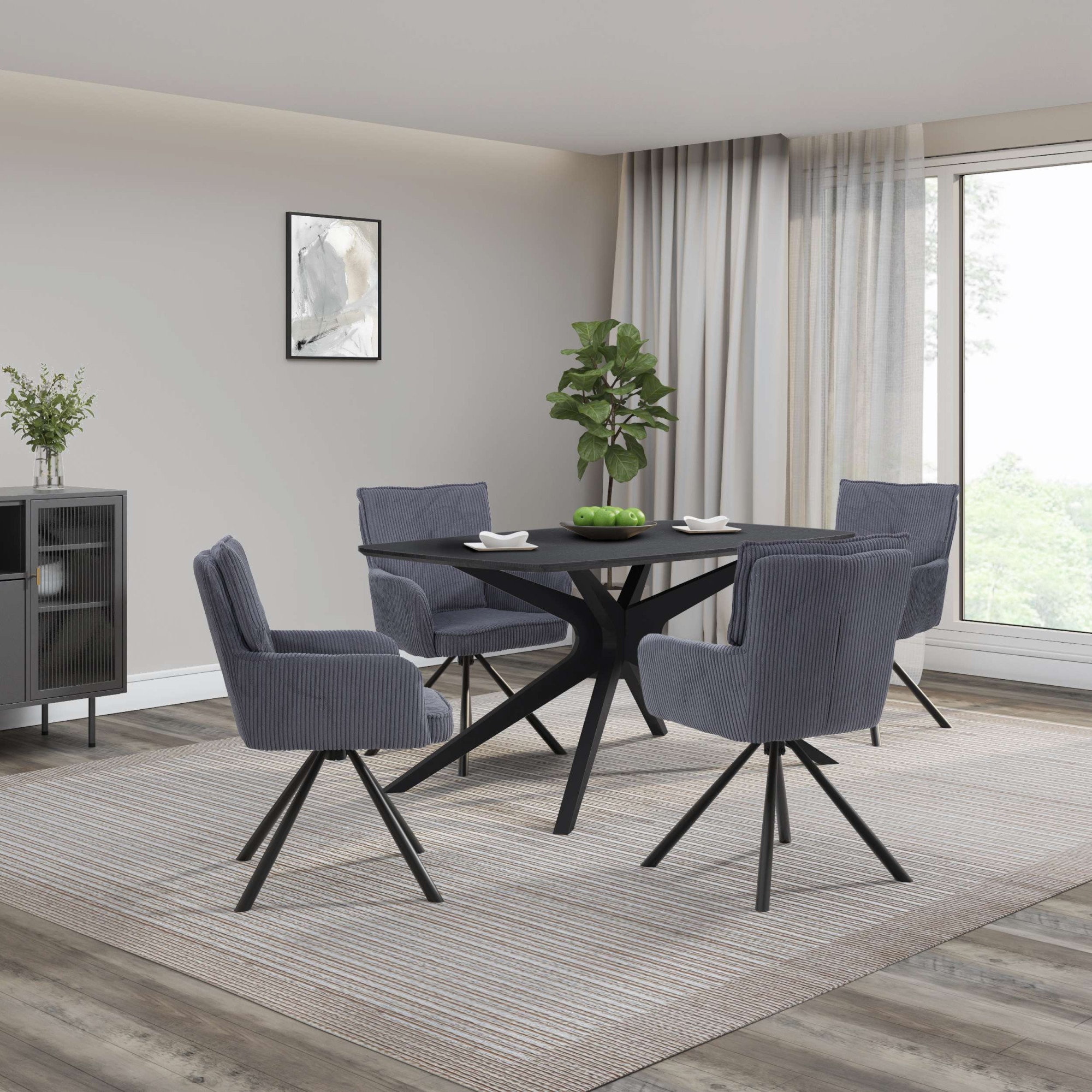 OTTO home Esstisch »Dakona« Tischplatte mit Holzstruktur, schwarze Metallbeine, Höhe 76 cm