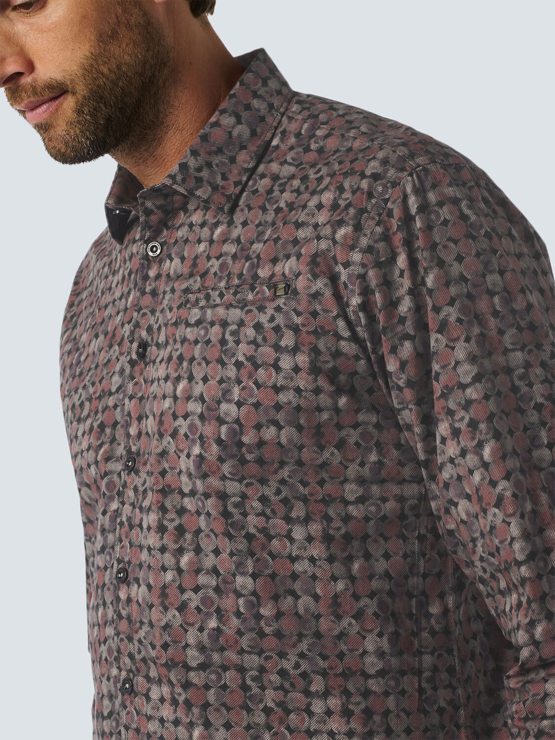 NO EXCESS Langarmhemd »No Excess Stretch All-Over Print Shirt«