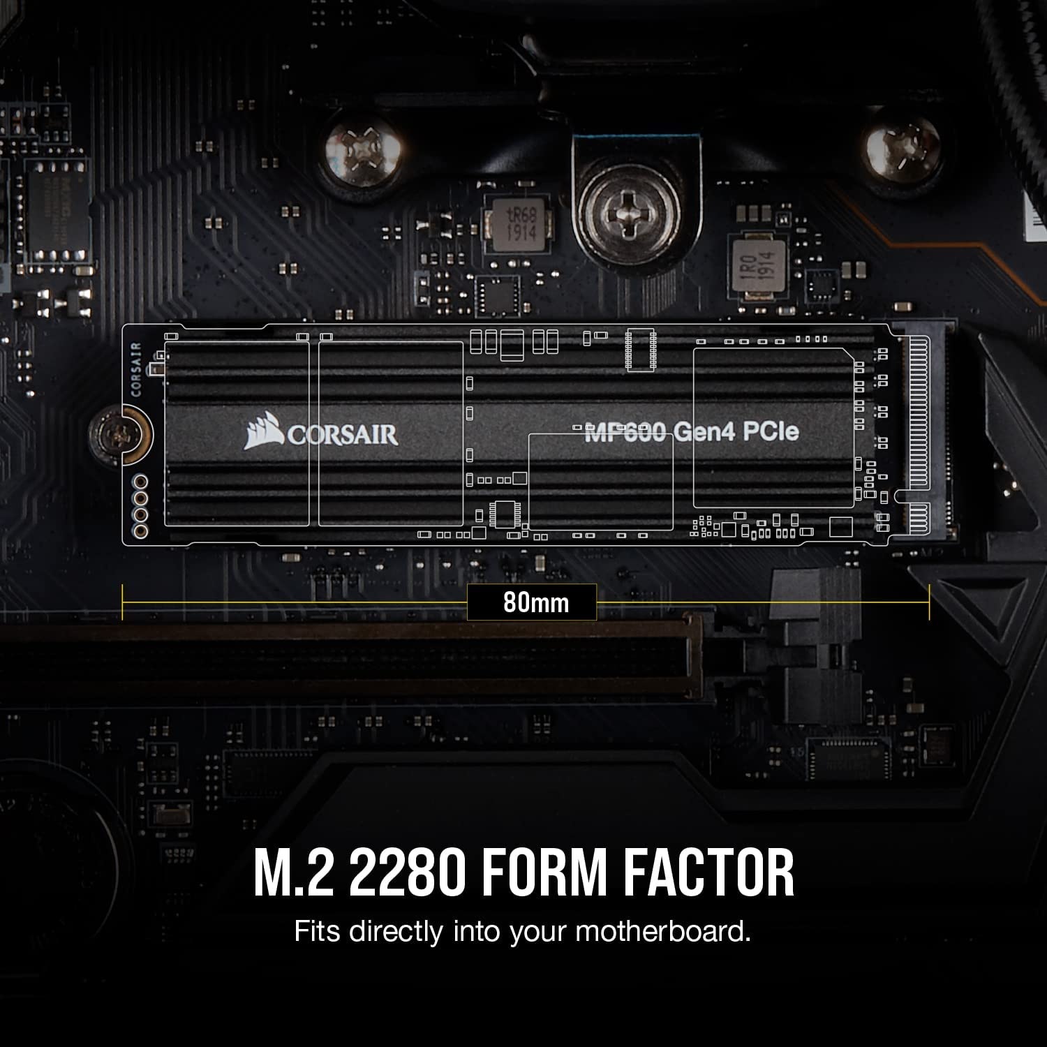 Corsair interne SSD »Corsair Force Series MP600 2TB NVMe PCIe M.2 SSD«, Anschluss M.2 PCIe 4.0, M.2-Kühlkörper