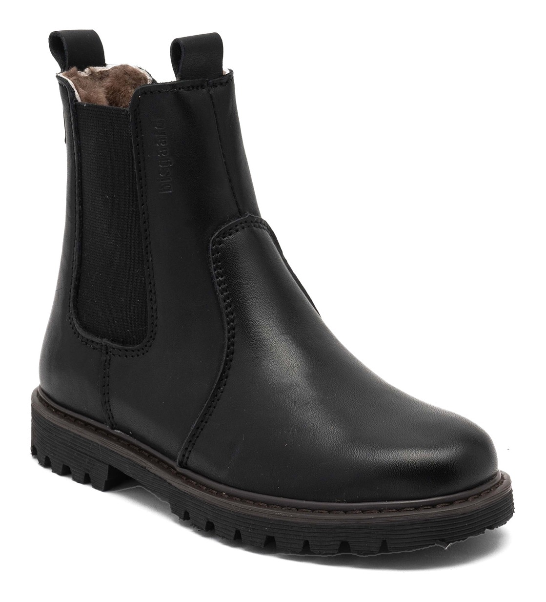 BISGAARD Mädchen Chelseaboots "neel lamb", Gr. 32, schwarz, Leder, unifarben, Schuhe, Winterboots mit Lammfell, Größenschablone zum Download