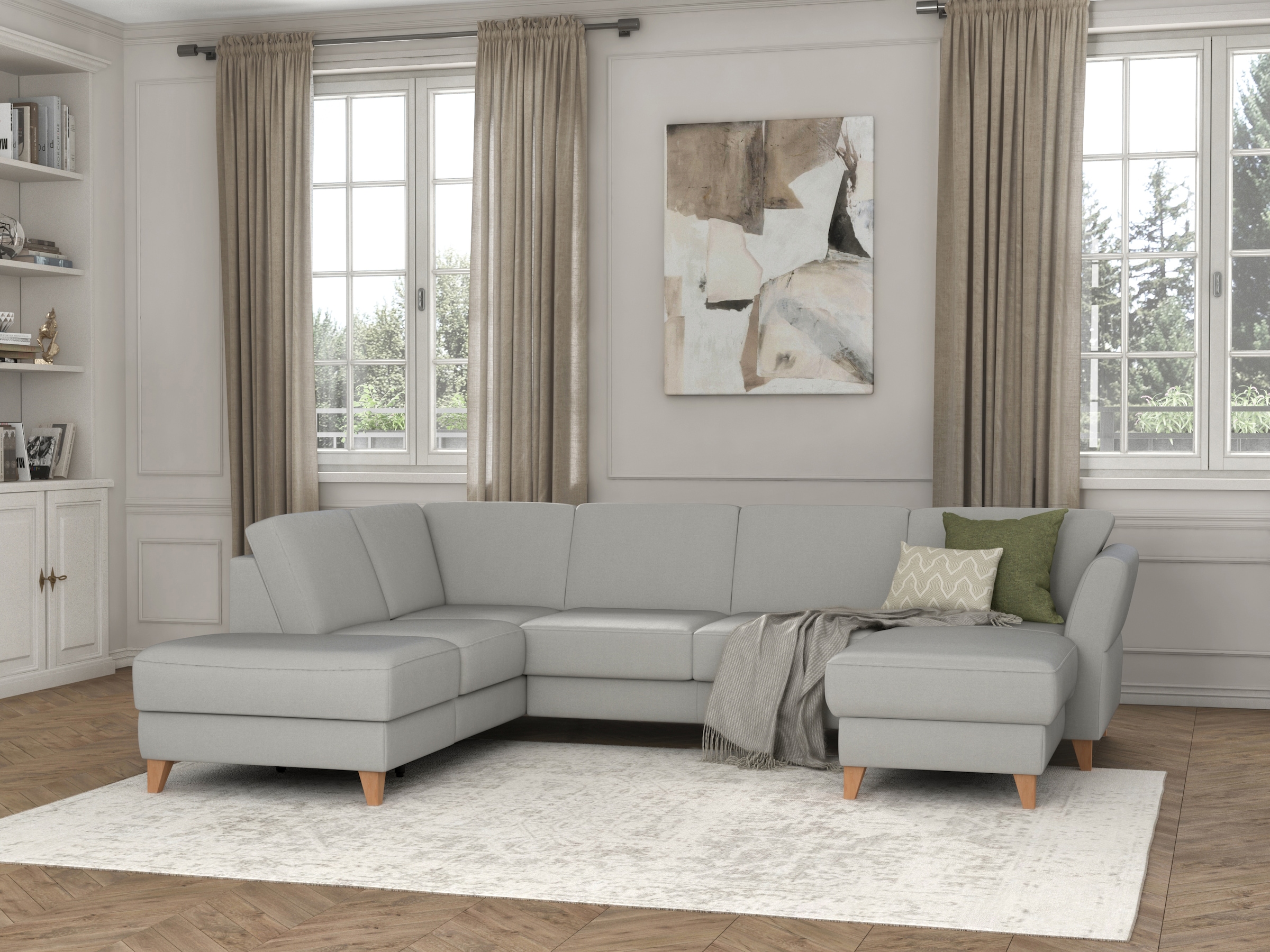sit&more Wohnlandschaft »Visby U-Form«, wahlweise mit Bettfunktion und Stauraum, frei im Raum stellbar
