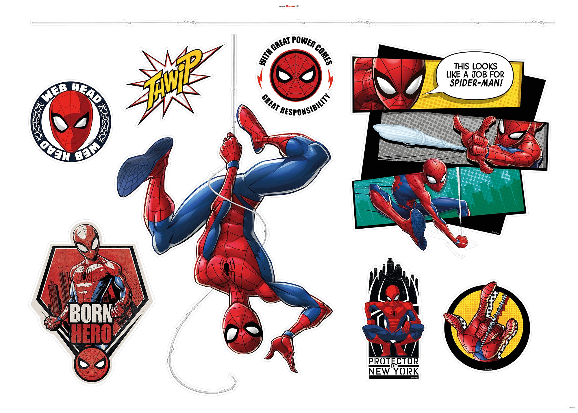 Komar Wandtattoo "Spider-Man Web Head - Größe 100 x 70 cm" selbstklebend, Wandsticker, Kinderzimmer