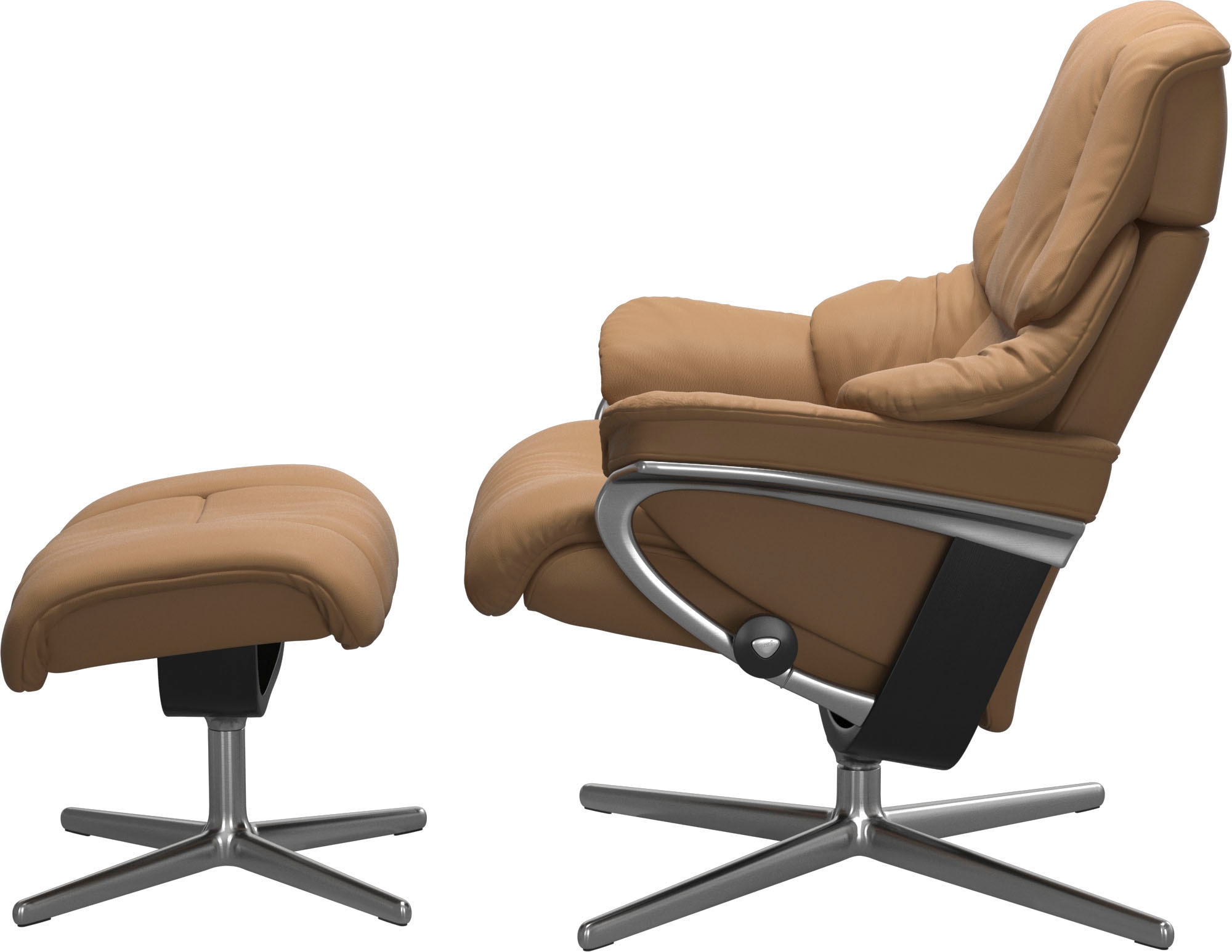 Stressless® Relaxsessel »Reno«, (Set, Relaxsessel mit Hocker), mit Hocker, mit Cross Base, Größe S, M & L, Holzakzent Schwarz