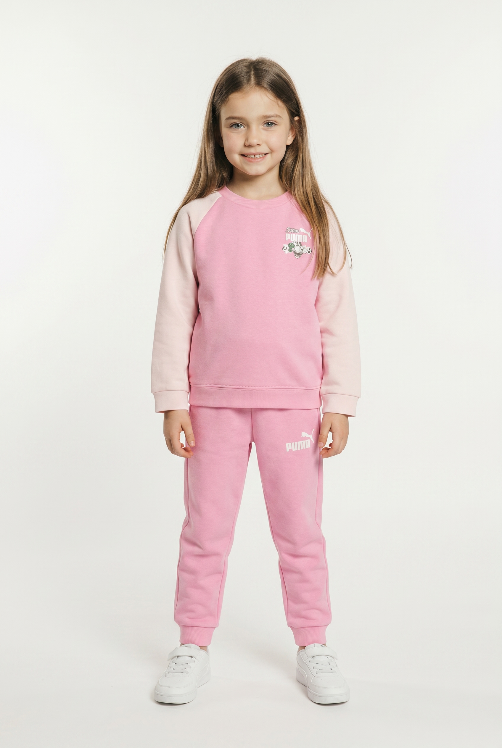 PUMA Trainingsanzug "MINICATS SUPER CREW SET INF" für Kinder, ohne Kapuze, Regular Fit