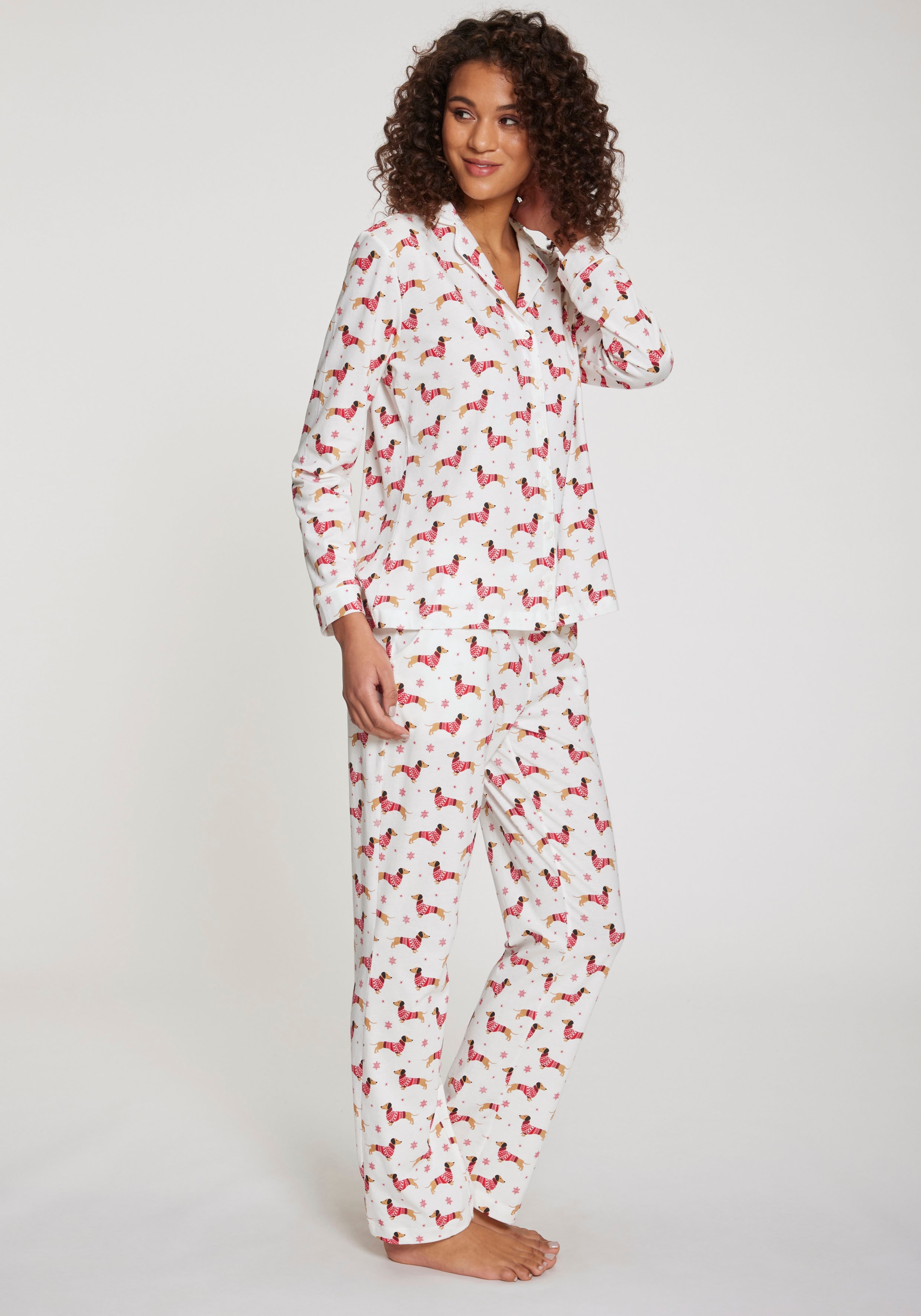 LASCANA Pyjama Set, 2 tlg. mit Alloverprint günstig online kaufen