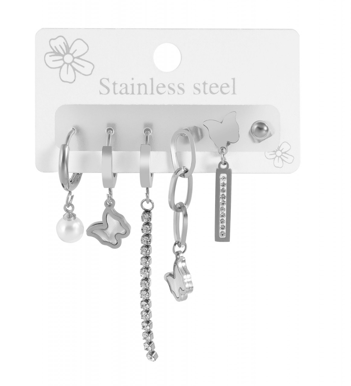 Paar Ohrhänger ADELIA´S "Damen Ohrstecker aus Edelstahl und Perle Ø 9 mm", silber, Ohrringe, Damen, Damen, Edelstahl