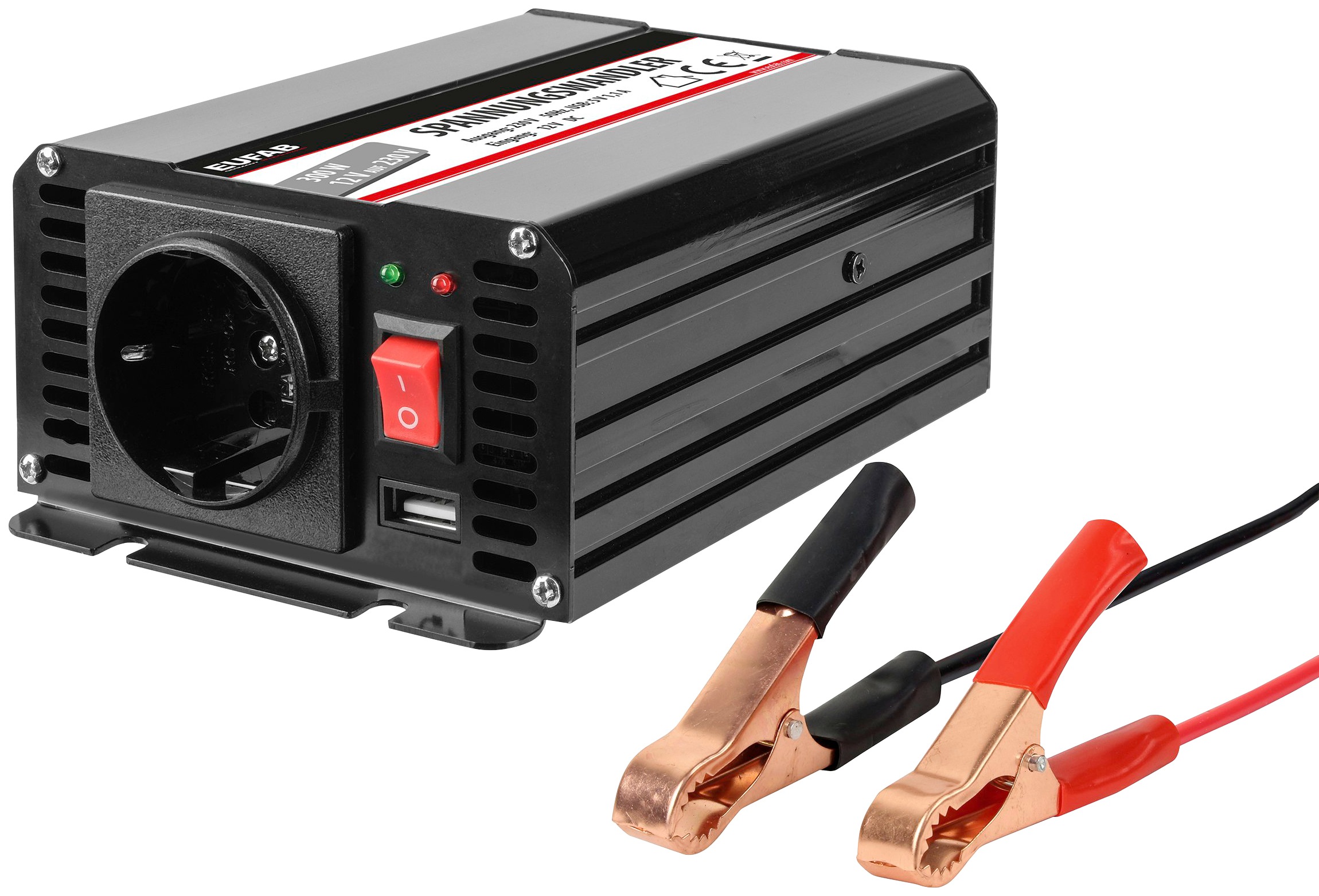 EUFAB Spannungswandler, B:11cm H:6cm L:18cm, schwarz, Wandler, von 12V DC auf 230V AC