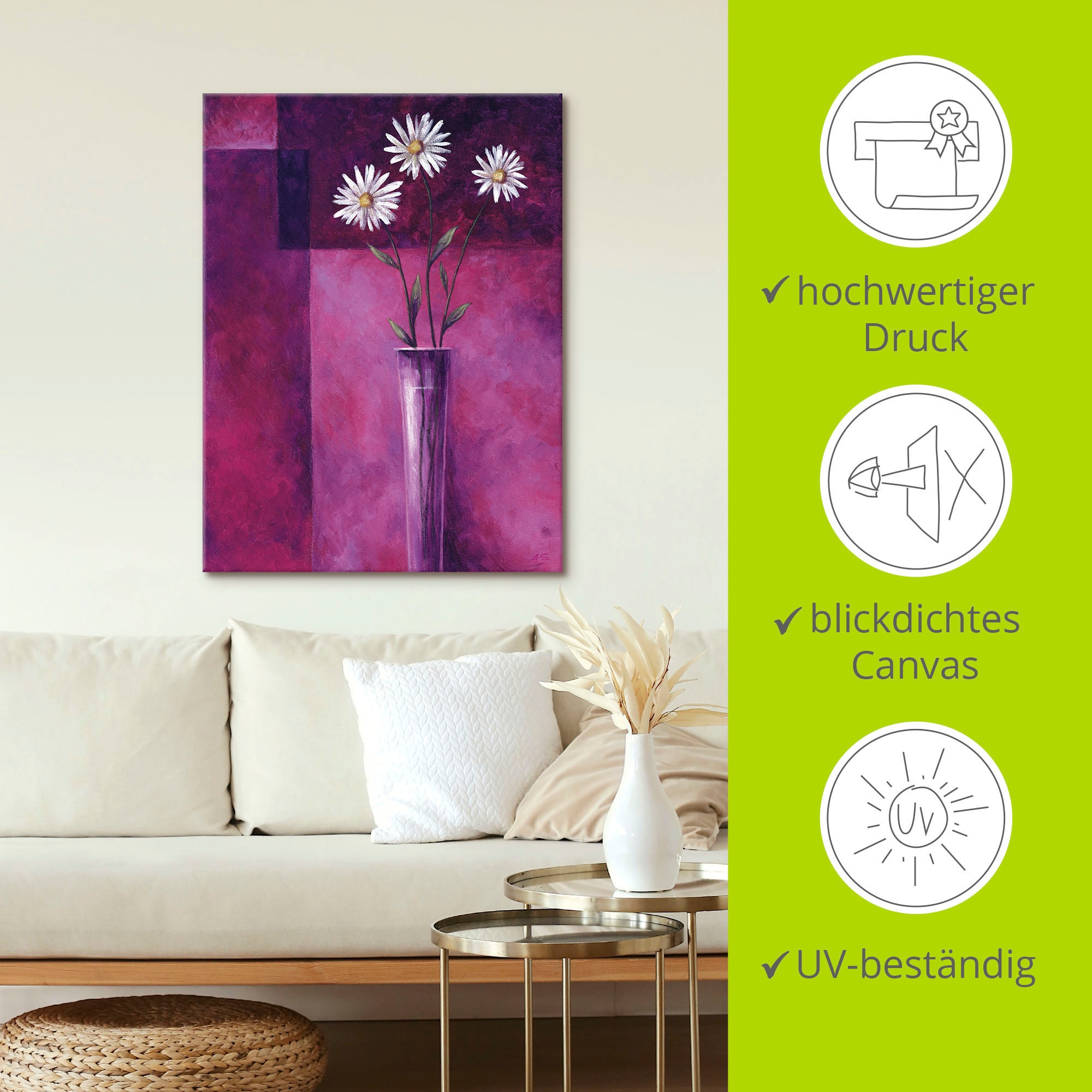Artland Wandbild »Margeriten«, Blumen, (1 St.), als Leinwandbild in verschied. Größen
