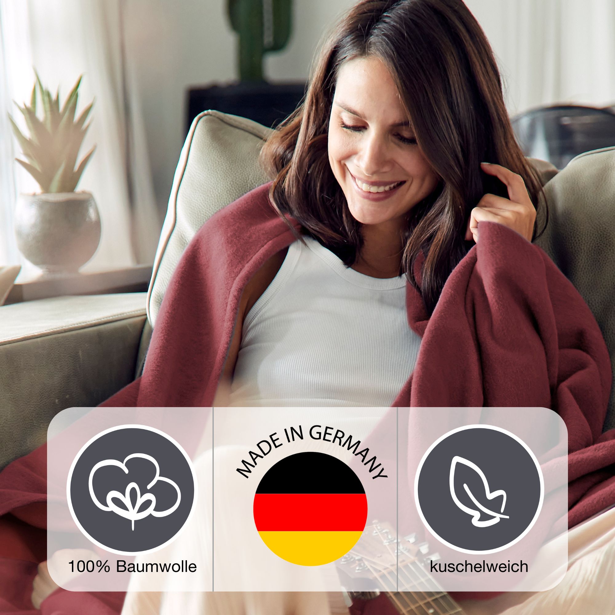 Thumbnail - IBENA Wohndecke "Cotton Pur" in trendigen Farben