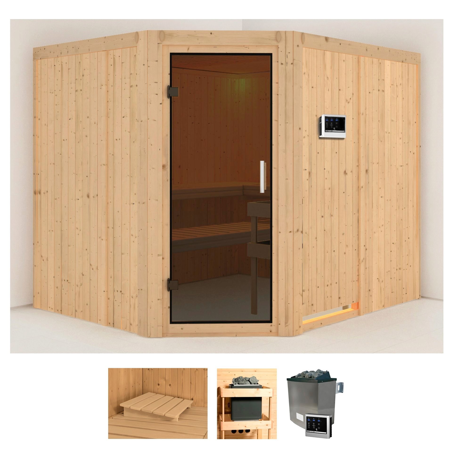 Karibu Sauna "Marit" Set, Ofen 9 KW externe Strg easy