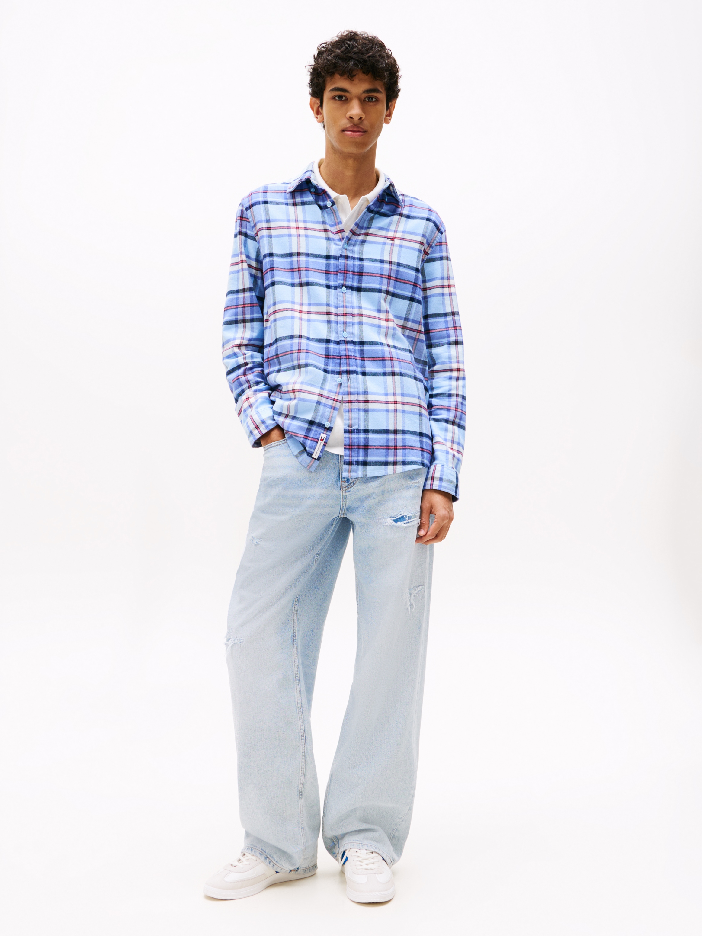 Tommy Jeans Flanellhemd »TJM REG FLANNEL CHECK SHIRT EXT«, kariert, regular fit, Langarmhemd, Button-down-Kragen