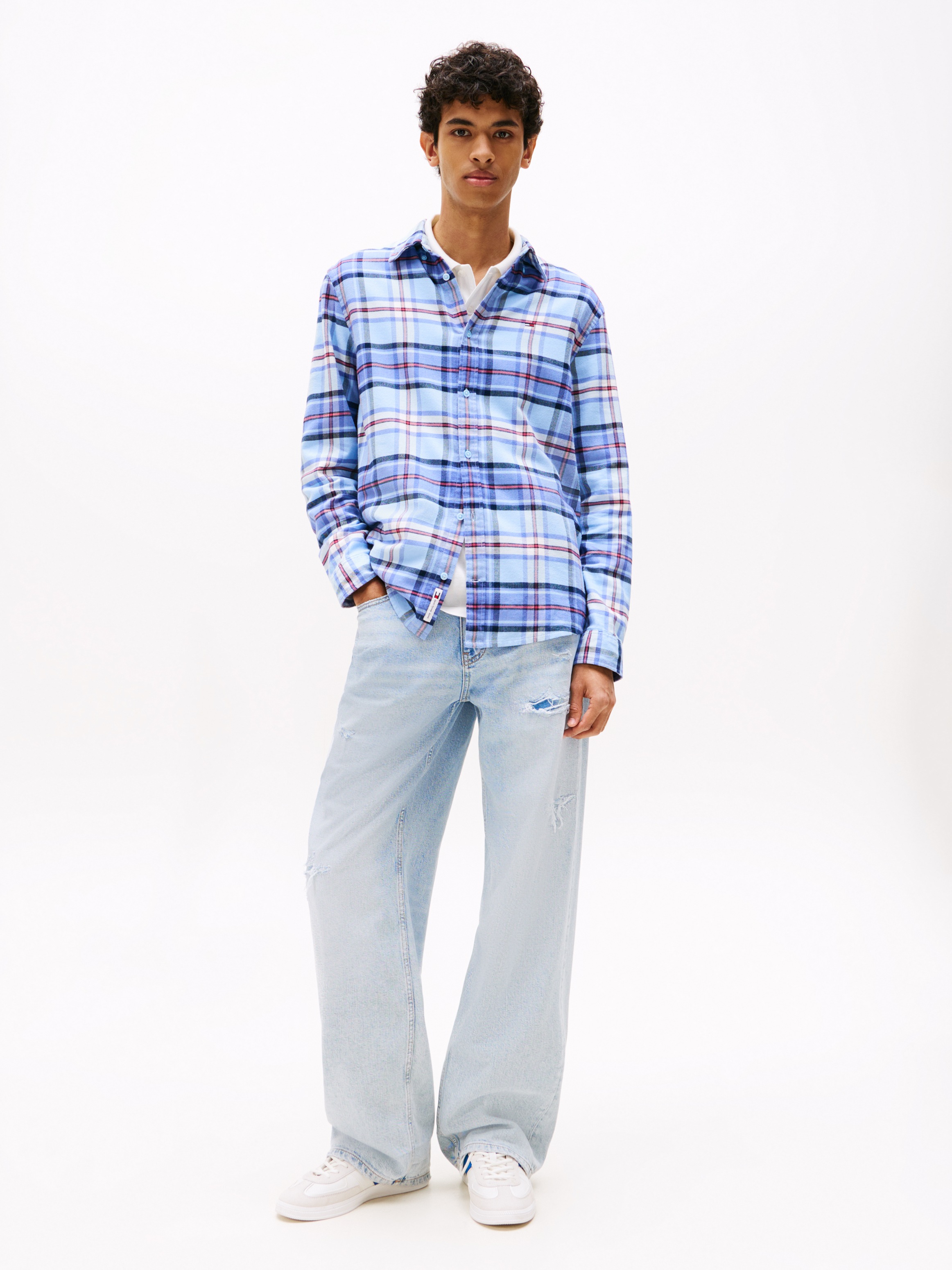 Thumbnail - Tommy Jeans Flanellhemd "TJM REG FLANNEL CHECK SHIRT EXT", kariert, regular fit, Langarmhemd, Button-down-Kragen