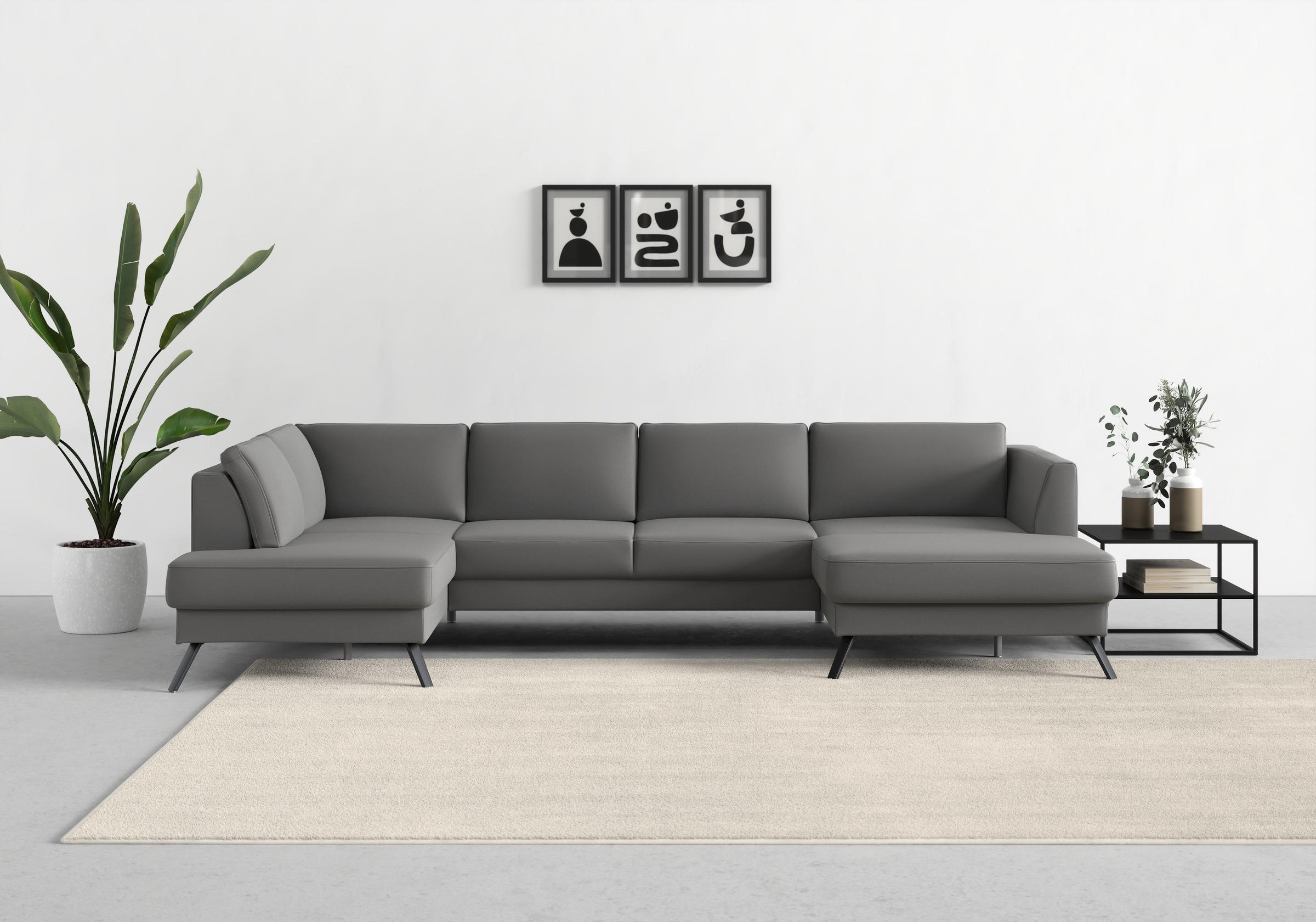 sit&more Wohnlandschaft »Lindholm U-Form«, mit Sitztiefenverstellung und Federkern