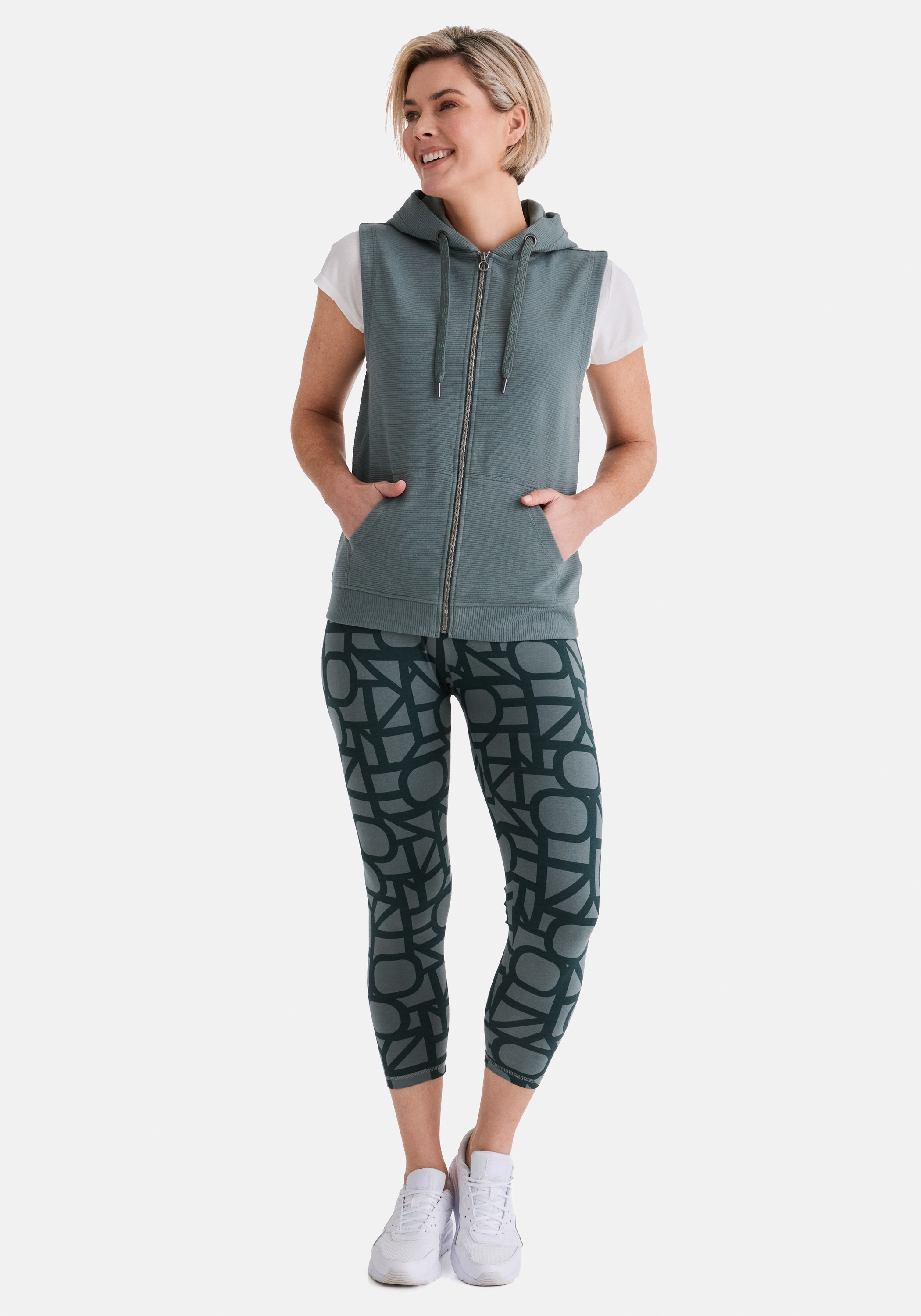 Sweatweste STOOKER WOMEN "WENKE Weste", Damen, Gr. 36/38, balsam grün, 60% Baumwolle, 40% Polyester, regular fit, Westen, Stooker WENKE Damen Weste mit Kapuze 3