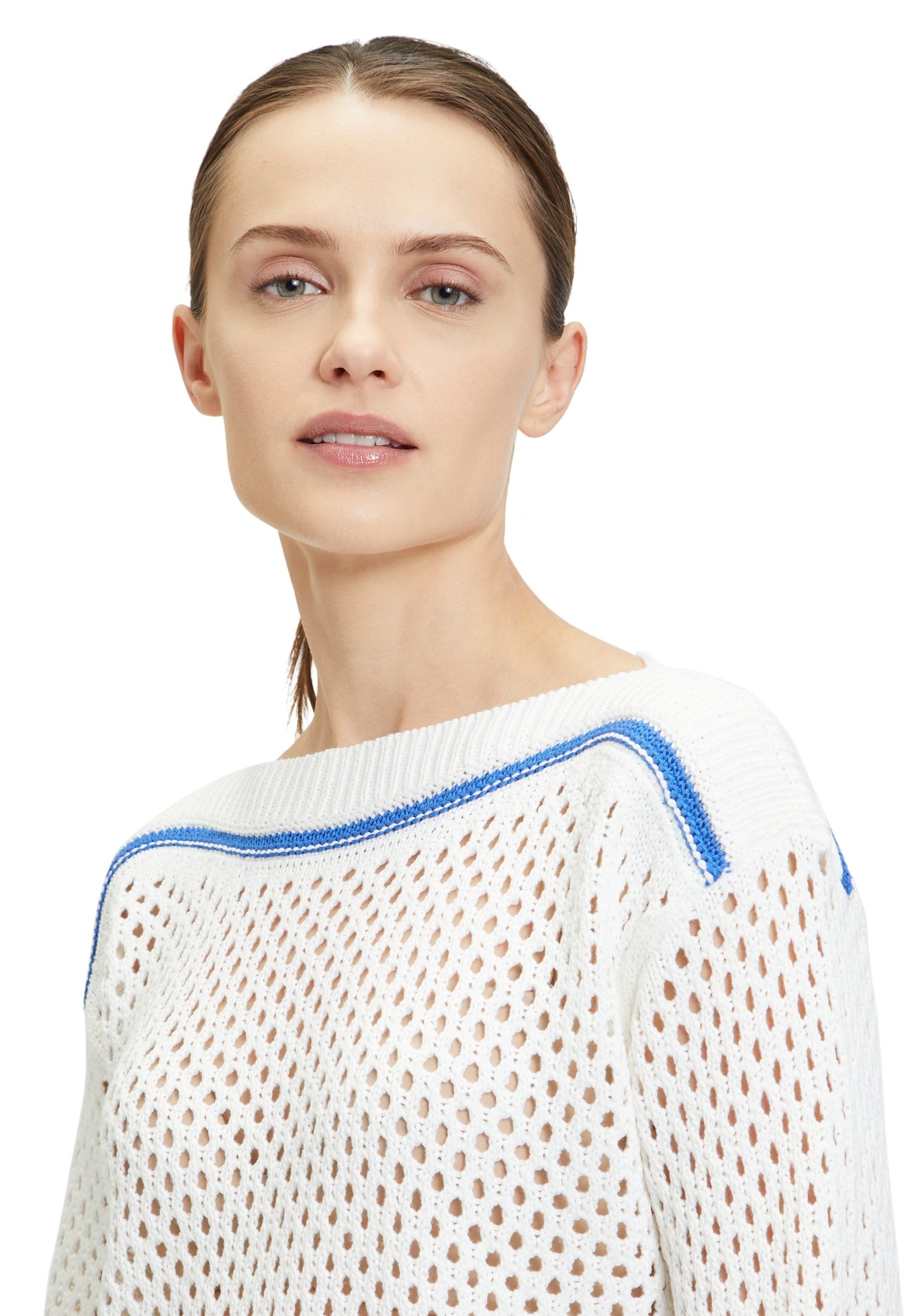 Betty Barclay Strickpullover »Betty Barclay Lochstrick-Pullover mit Strickdetails«, (1 tlg.), Kontraststeppung