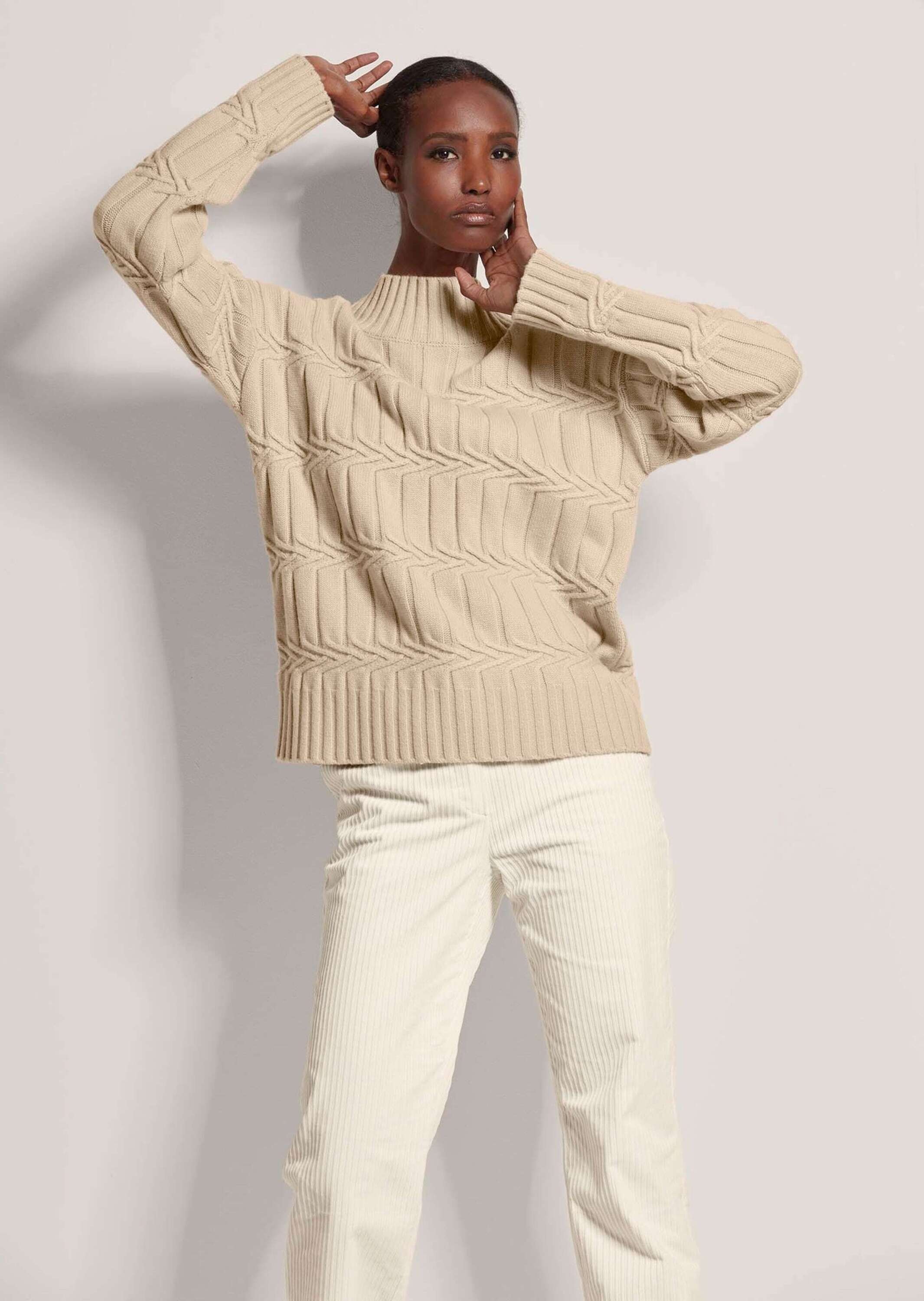 MADELEINE Longpullover "Pullover Stehkragen-Pullover mit Zopfmuster" günstig online kaufen