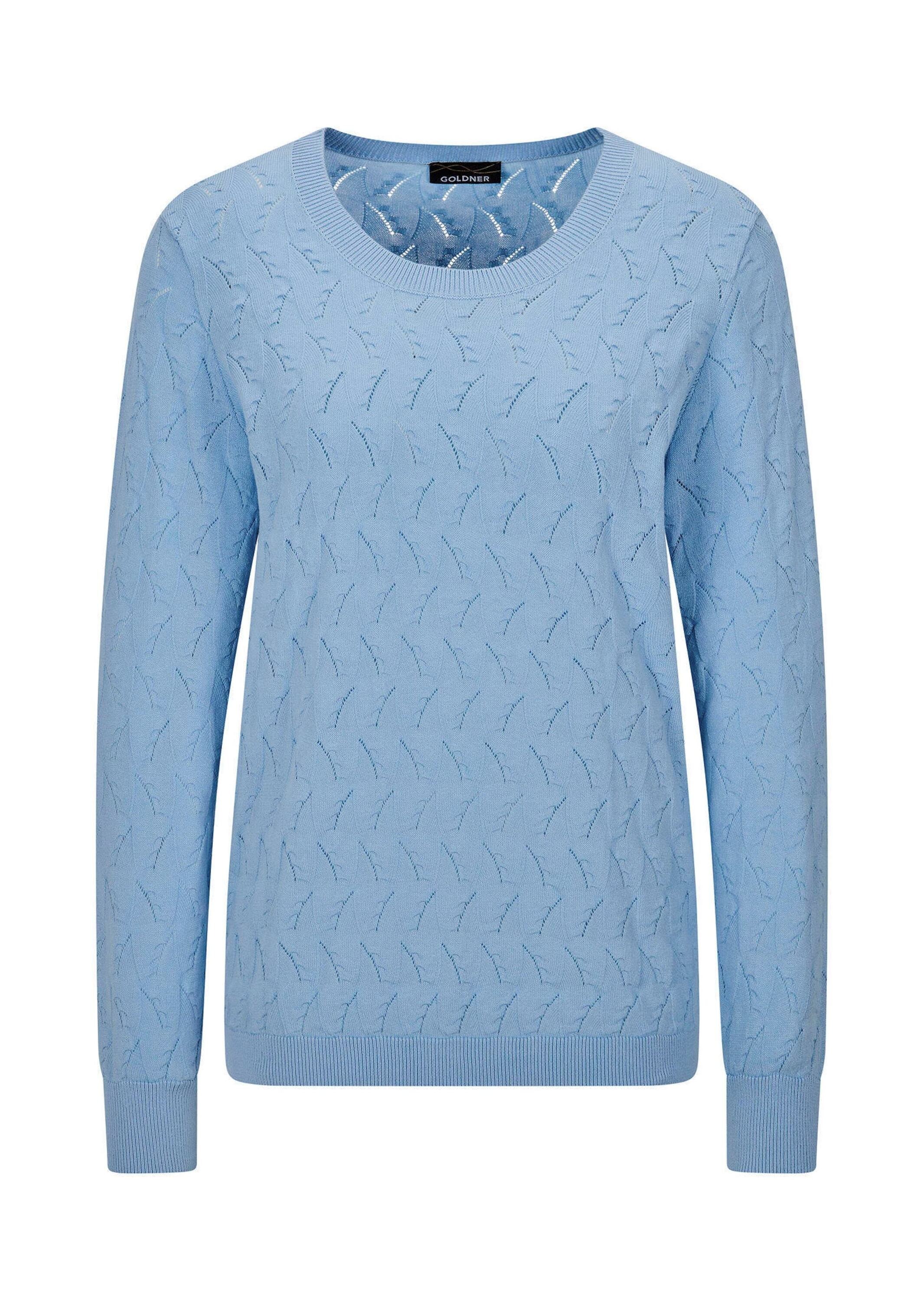 GOLDNER Rundhalspullover "Kurzgröße Baumwollpullover mit Zick-Zack-Muster" günstig online kaufen