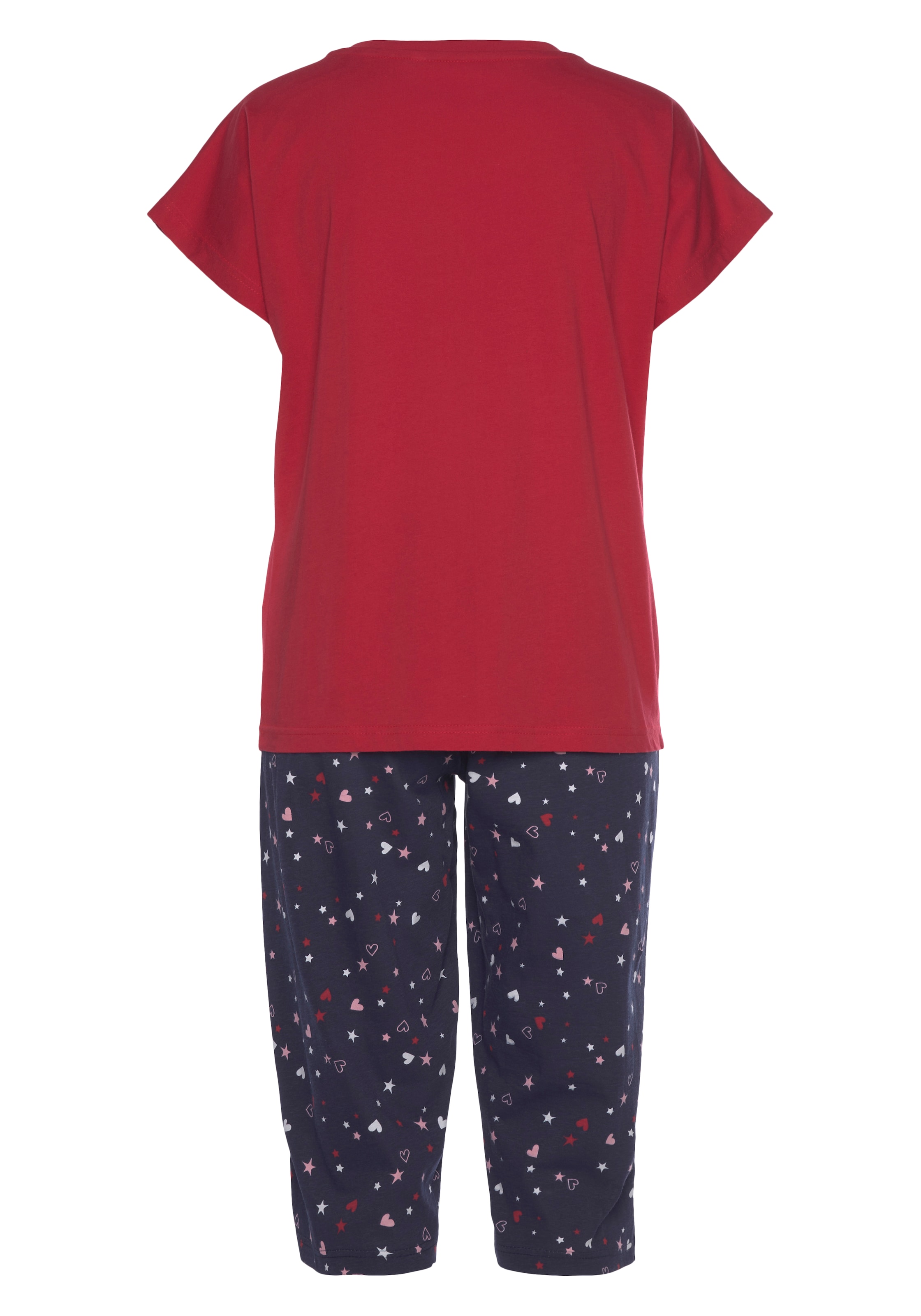 Vivance Dreams Capri-Pyjama, (2 tlg.), mit niedlichem Herzen-Sterne-Druck