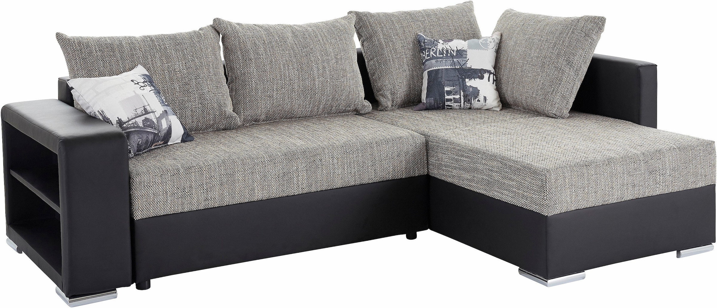 COLLECTION AB Ecksofa »John L-Form«, mit Bettfunktion, Bettkasten und integriertem Regal