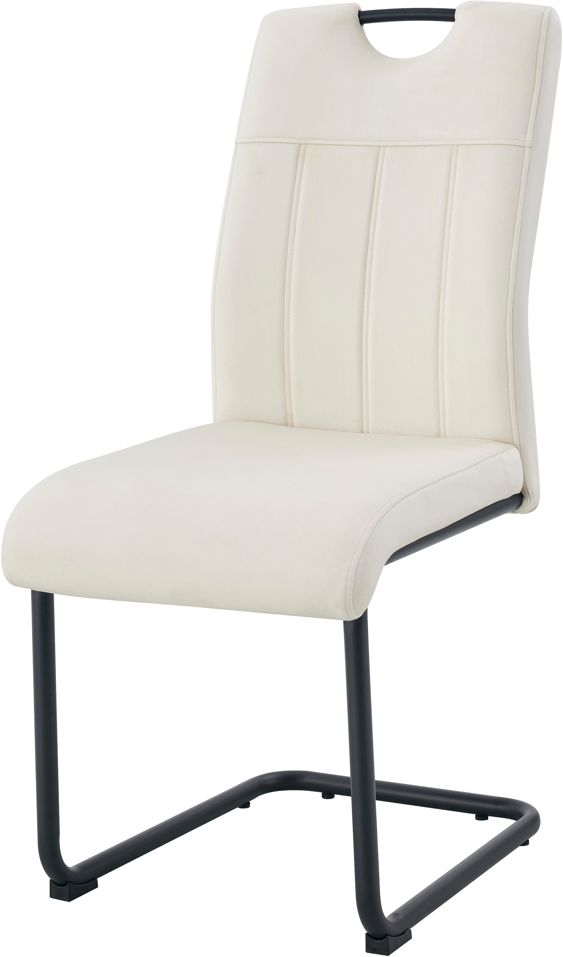 Home affaire Esszimmerstuhl »AIRDRIE, 2er Set, mit Metallgestell in matt schwarz« (Set) 2 Stk.in verschiedenen Farben, Belsatbarkeit pro Stuhl 120 kg, mit Griffloch