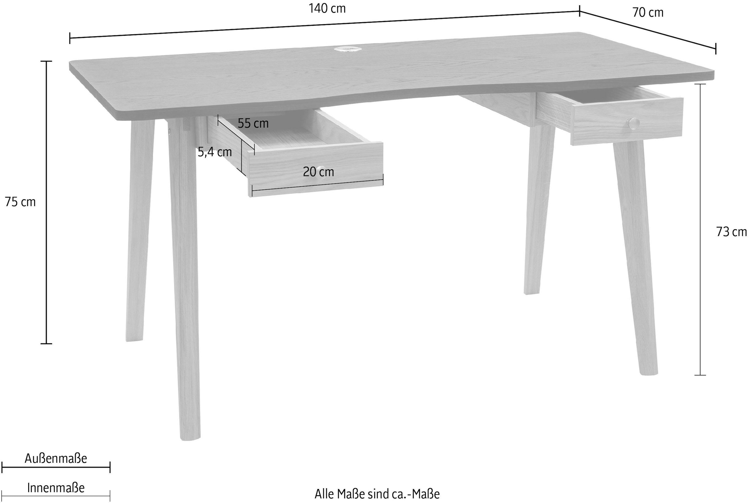 Woodman Schreibtisch »Peer«, im skandinavian Design, Tischbeine aus massiver Eiche