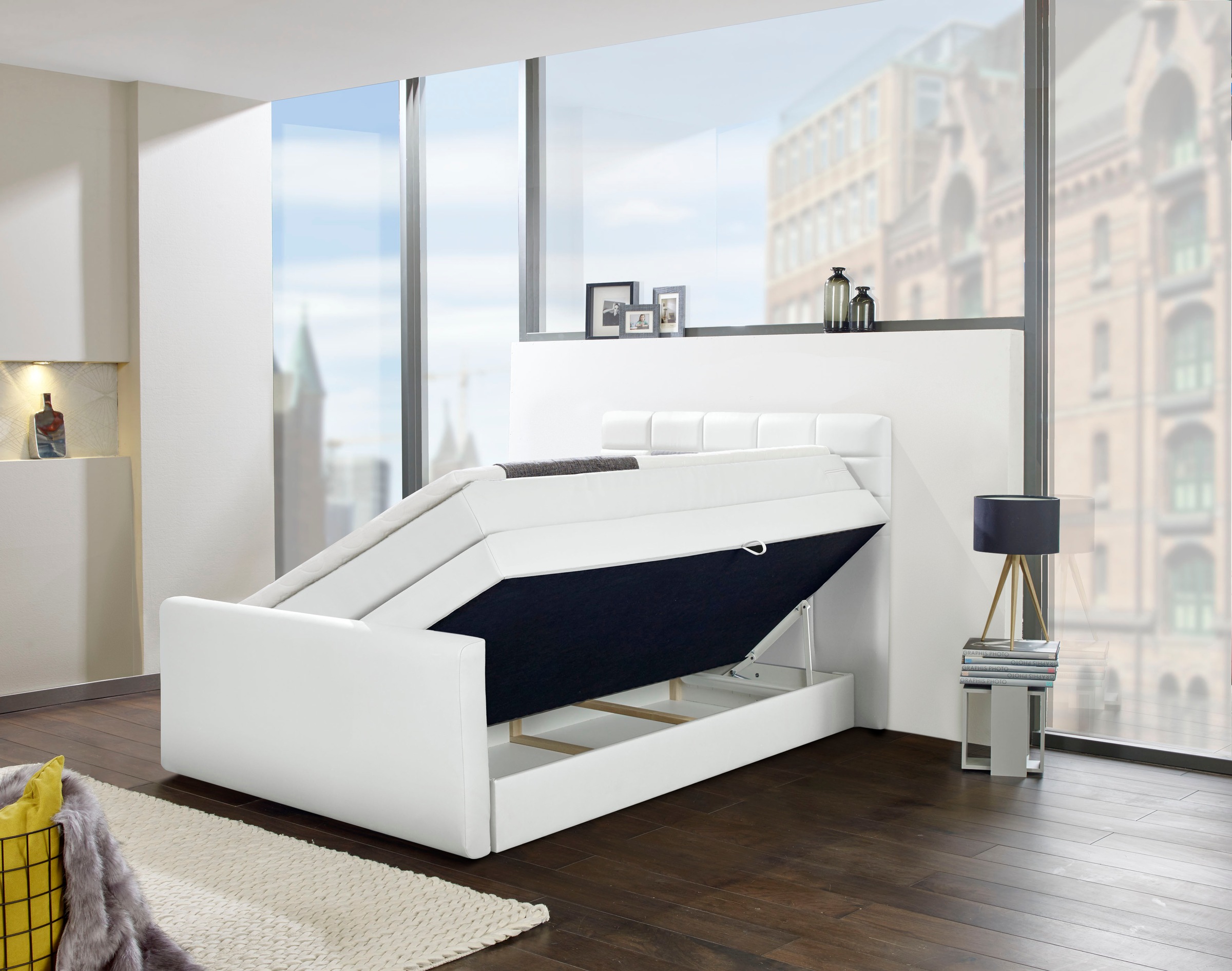 INOSIGN Boxspringbett »Lethbridge«, inkl. Bettkasten und Topper, zwei Matratzenarten in H2