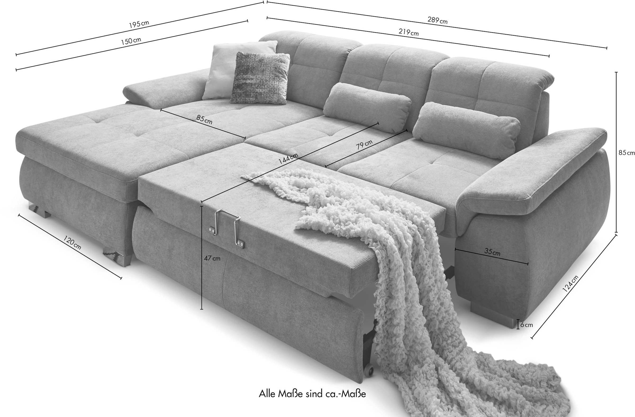 Die PlanBar Ecksofa »MP-IN16037 L-Form mit Federkern-Polsterung«, mit Sitztiefenverstellung & Zierkissen