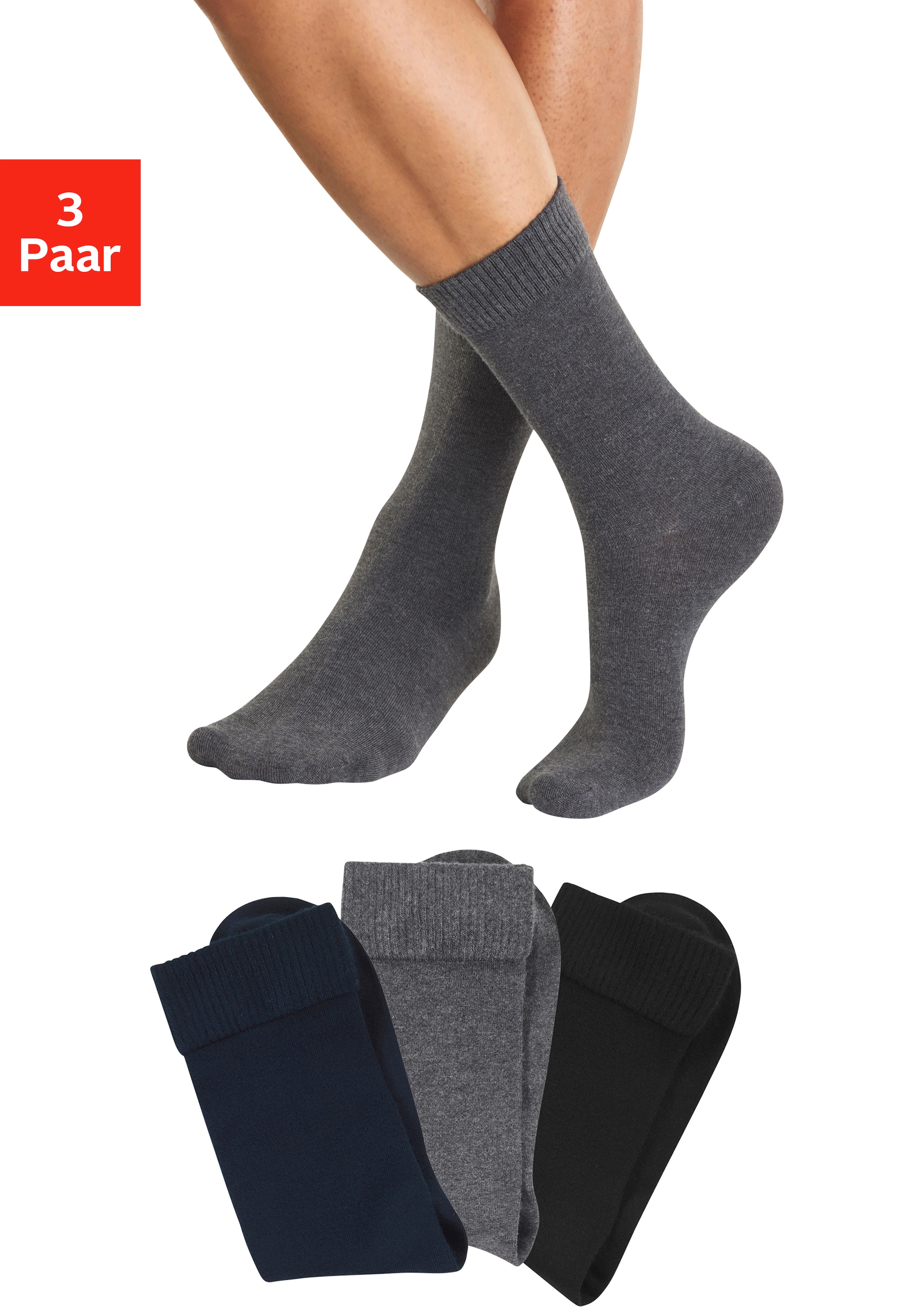 H.I.S Basicsocken Packung, 3 Paar tlg. mit weicher Viskose