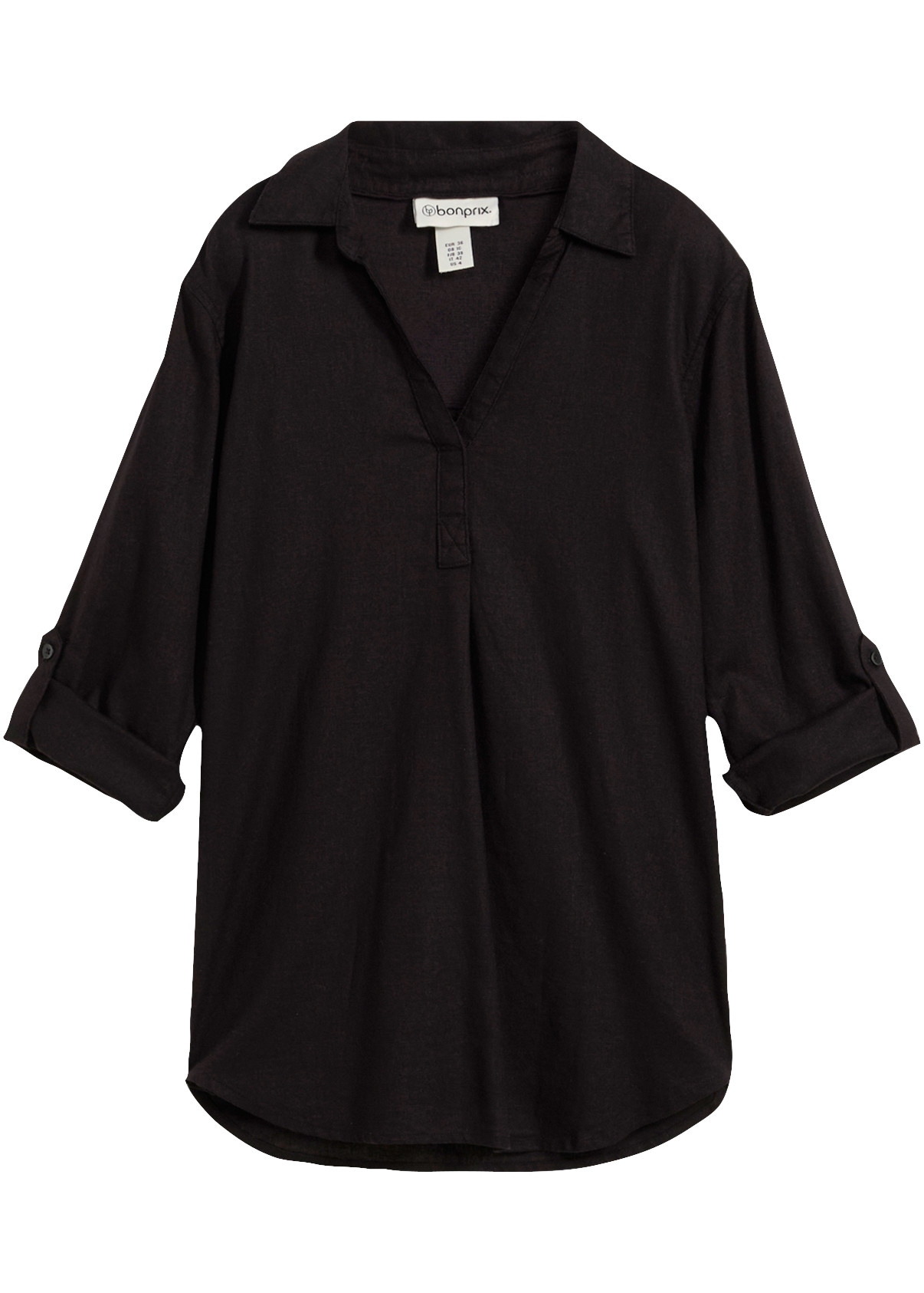 bonprix Langarmbluse »3/4-Arm Bluse mit Leinen« figurumspielende Passform, für vielseitige Alltagslooks