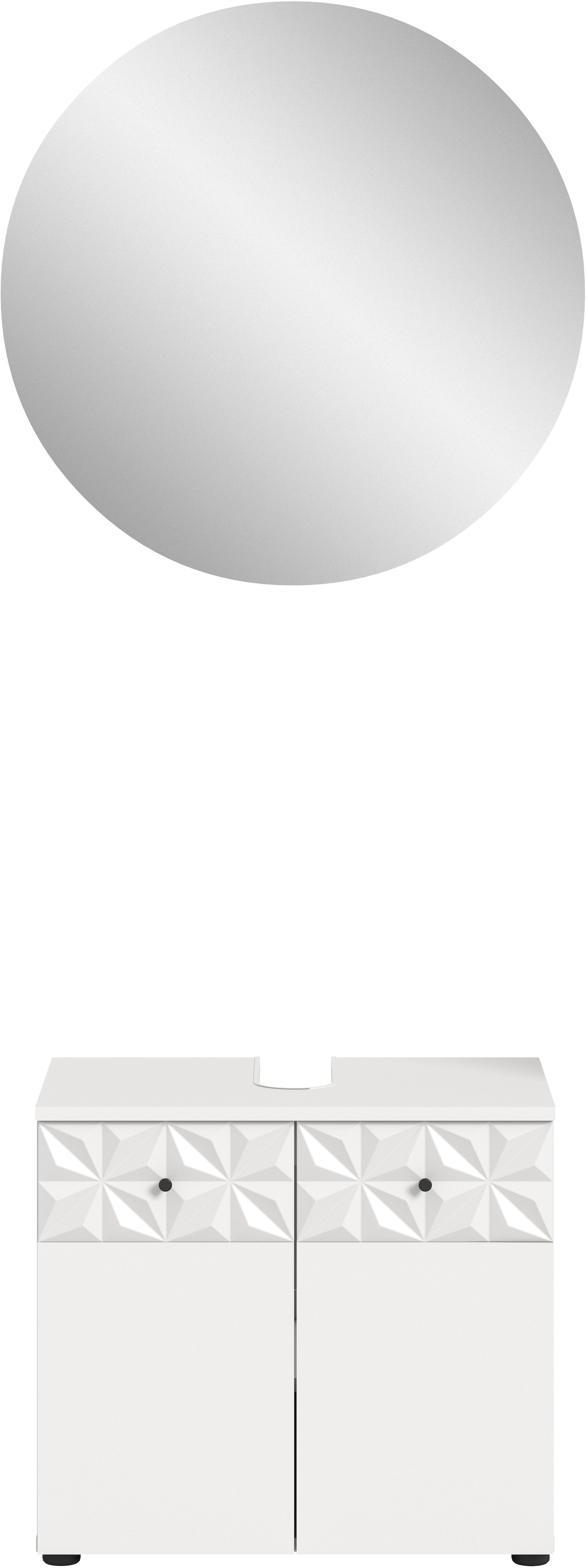 INOSIGN Badezimmer-Set »VICENZA, TOPSELLER!, Breite 60cm, 2-teilig, mit Ornamentabsetzung«, (best. aus: Waschbeckenunterschrank und Spiegelschrank), Waschbeckenunterschrank und Spiegelschrank