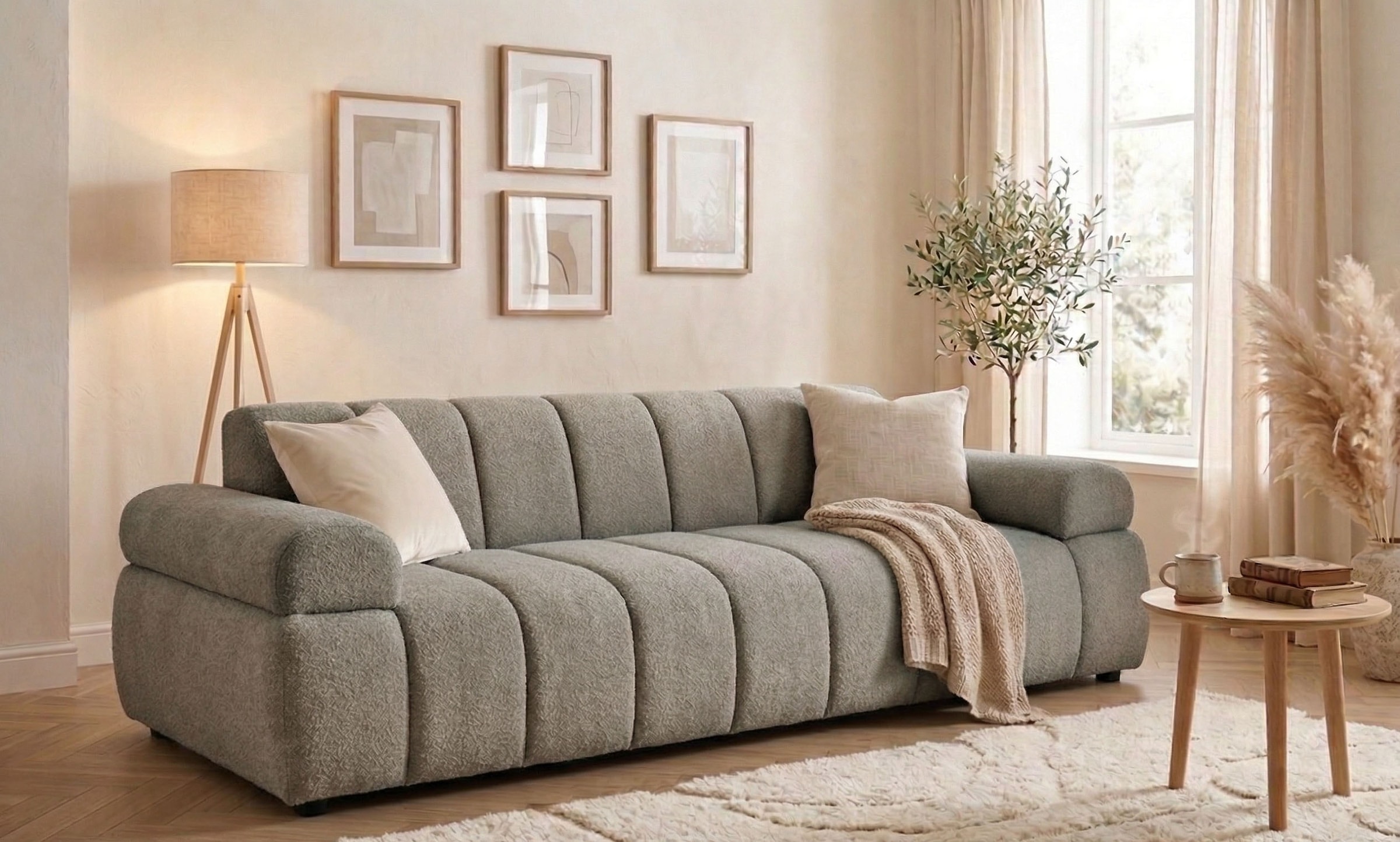 Home affaire 3-Sitzer "LYOTH Design-Sofa, moderne Steppung, Breite 220 cm" mit Wellenunterfederung, gemütlich und modern, komfortables Sitzgefühl