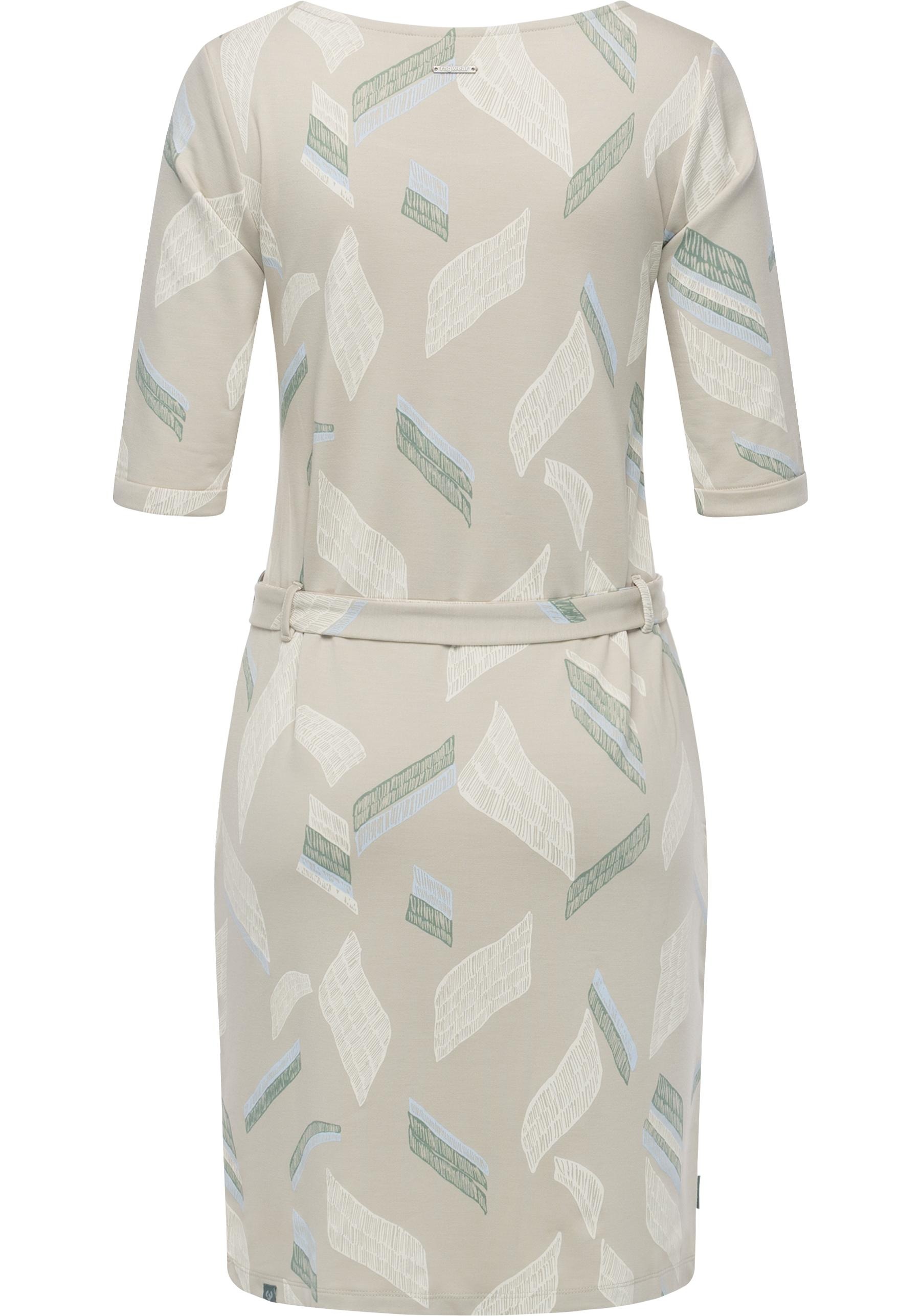 Ragwear Jerseykleid »Kenisha Print«, Midikleid mit Taillengürtel