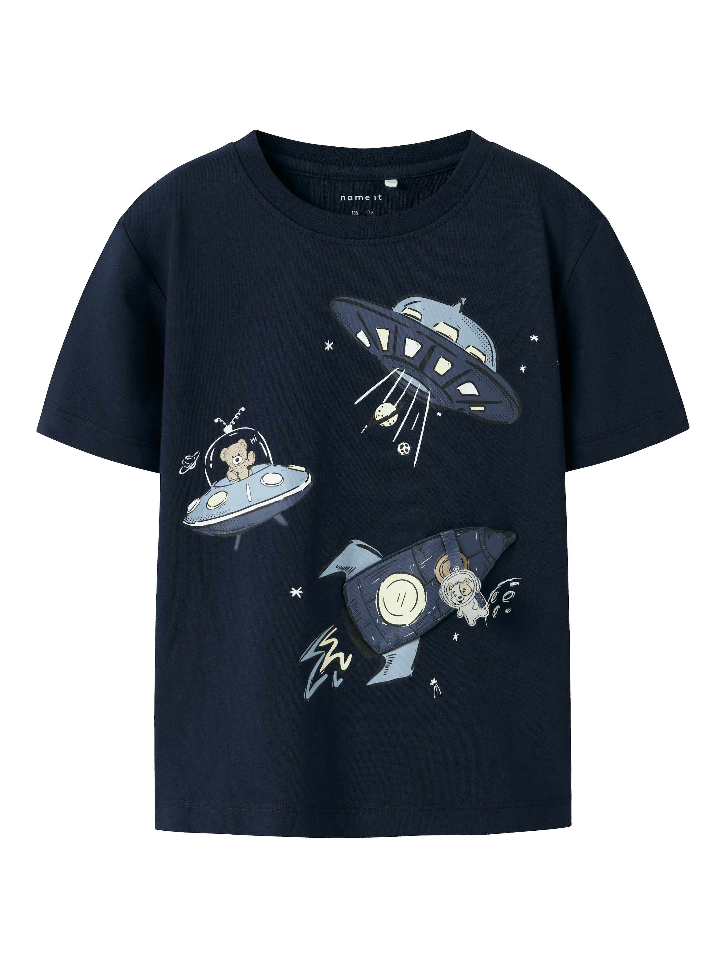 Langarmshirt NAME IT "NMMVOBBO LS NREG TOP NOOS", Jungen, Gr. 92, blau (schwarz sapphire), Jersey, Obermaterial: 100% Baumwolle, unifarben, normal normal, Rundhals, abgesteppte Kante, Shirts Langarmshirt, in Basic-Form 3