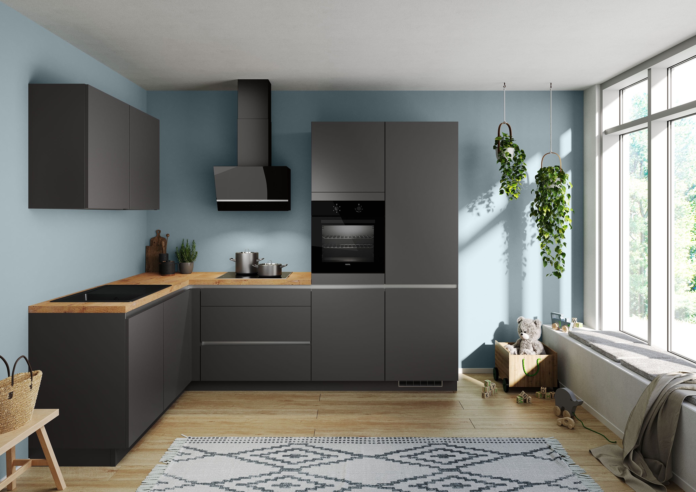 IMPULS KÜCHEN Winkelküche ""Dublin", Anti Fingerprint Oberfläche, Schubkäst günstig online kaufen