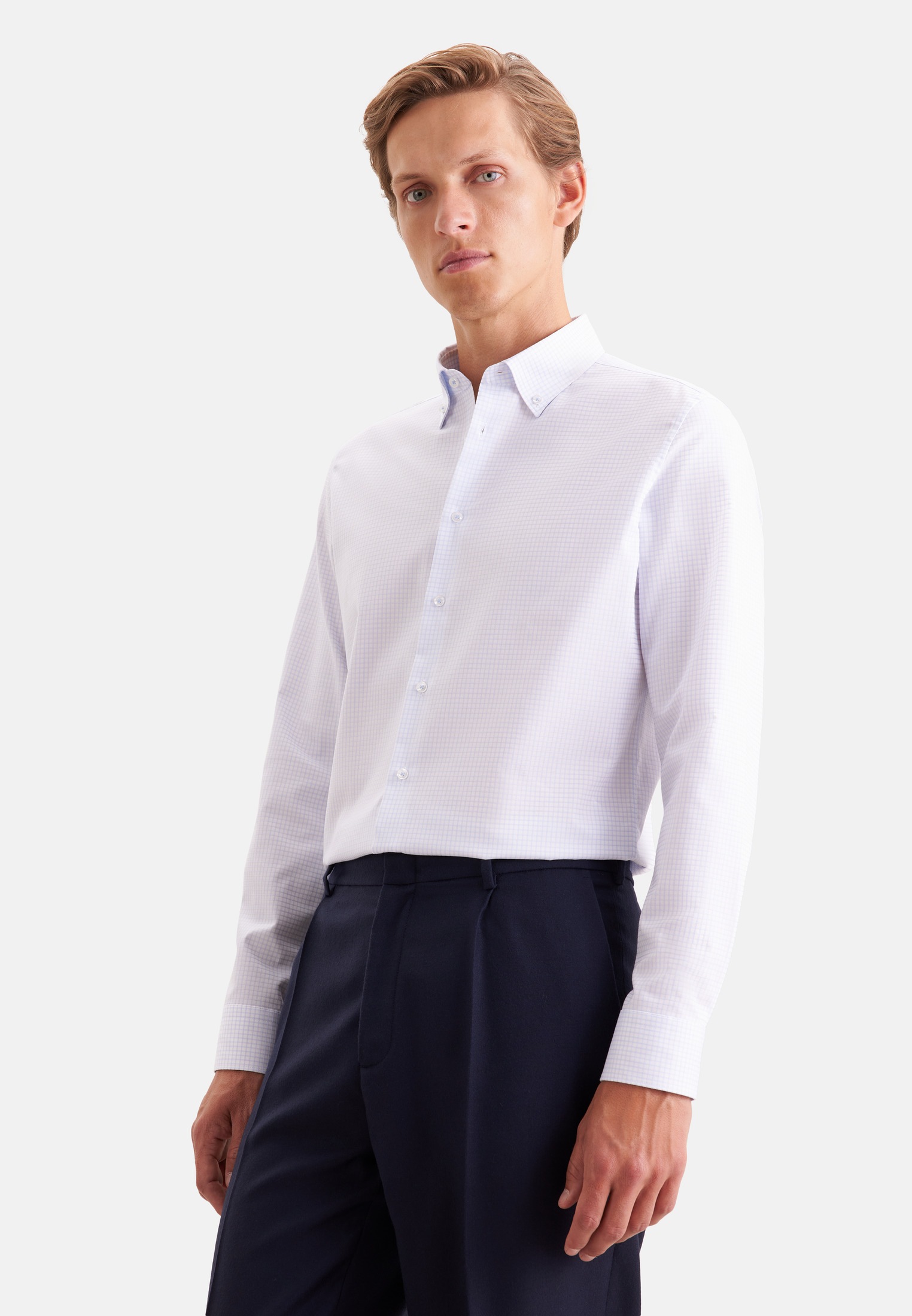 seidensticker Businesshemd "Schwarze Rose" Slim 1/1 Button-Down-Kragen Karo