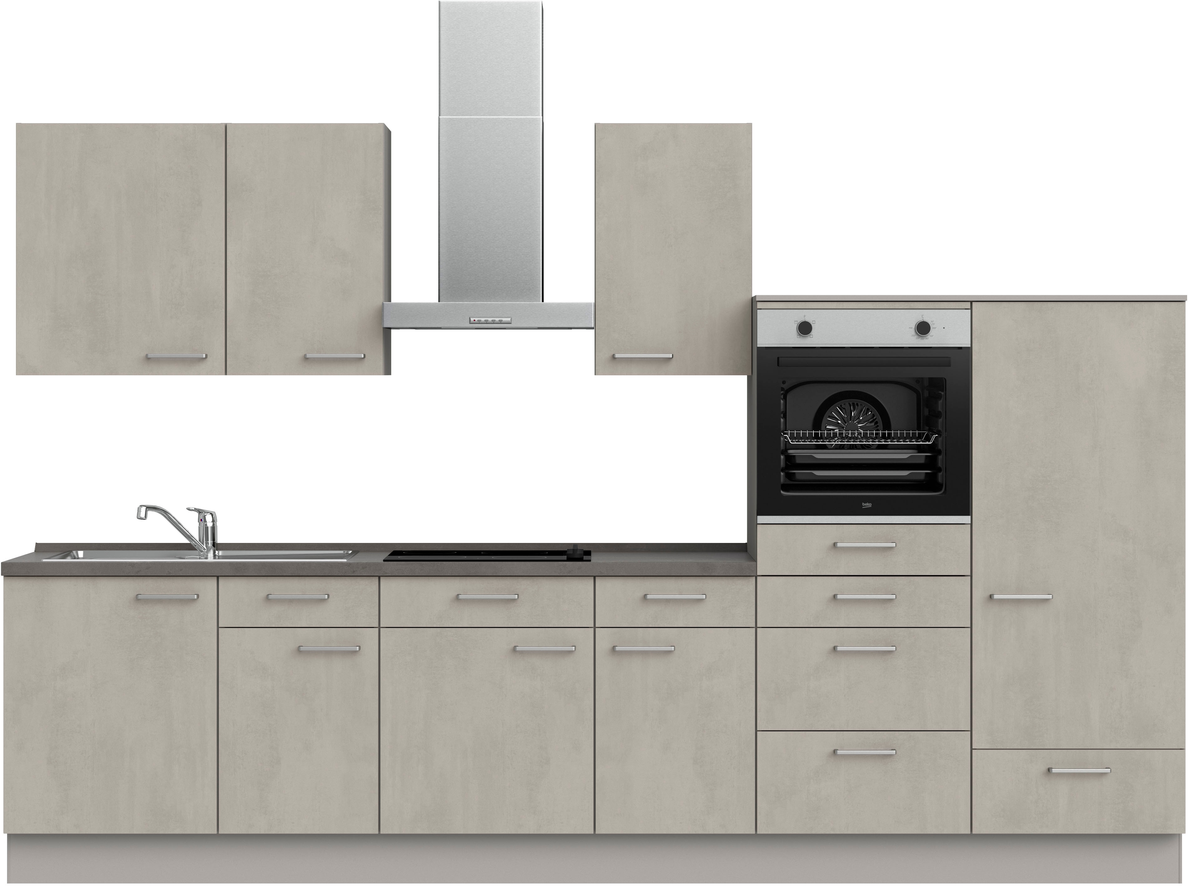 nobilia Küchenzeile ""Riva I", NEU: individuell anpassbar mit gratis Profi-Beratung" vormontiert, Breite 330 cm, Ausrichtung wählbar, wahlw. mit E-Geräten