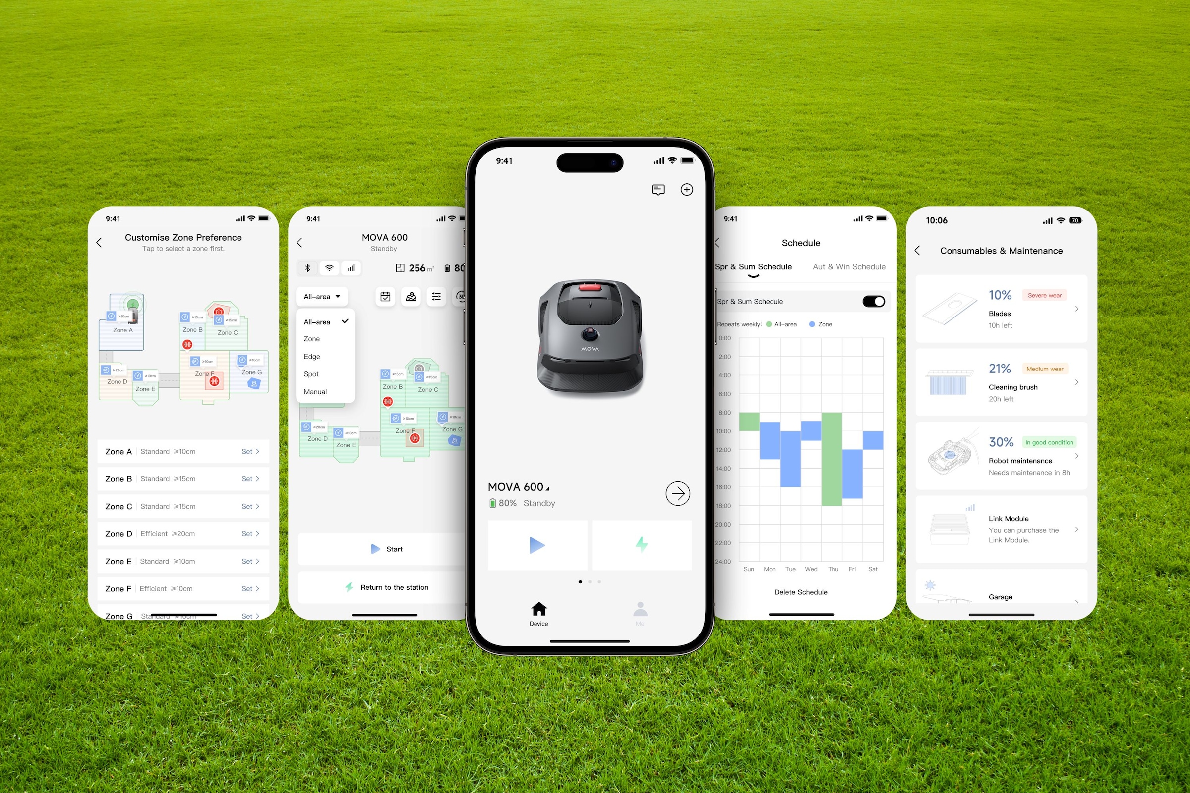 Mova Rasenmähroboter »»MOVA 600 Kit« inkl. 5.Ah Zusatz-Akku & Ersatzklingen« mit Ladestation, 5.Ah Zusatz-Akku und Ersatzklingen,   längere Laufzeit & reduzierte Ladezyklen durch 5.Ah. Zusatz-Akku