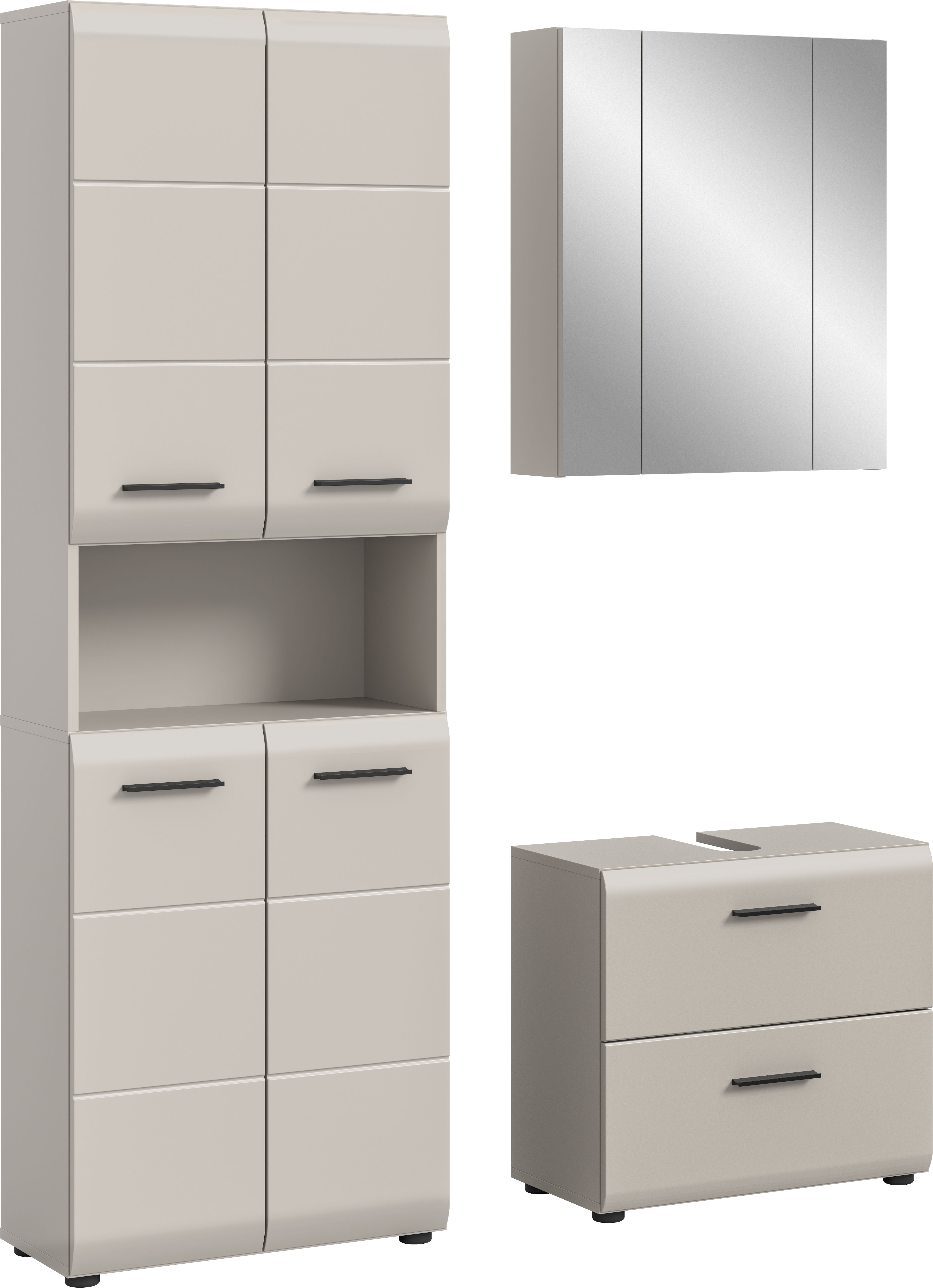 welltime Badmöbel-Set "FLORENZ, 3-teilige Badkombination, hochwertige MDF-Front" Set, 3 Stk. tlg.