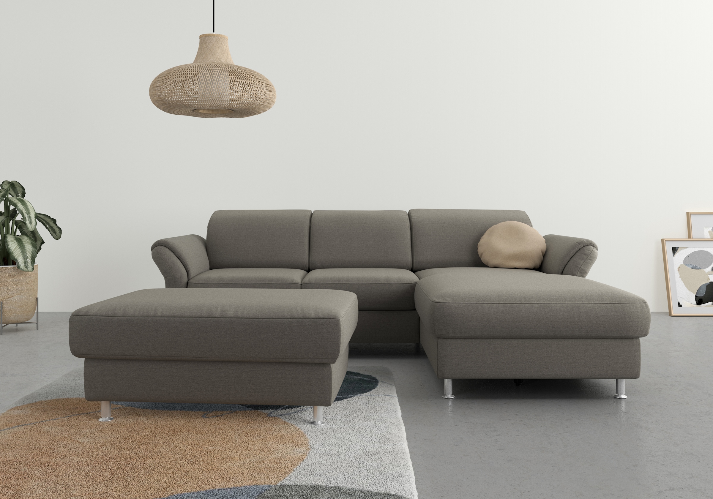 sit&more Ecksofa "Apulia L-Form" wahlweise Schlaffunktion, Bettkasten und Kopf- und Armteilverstellung