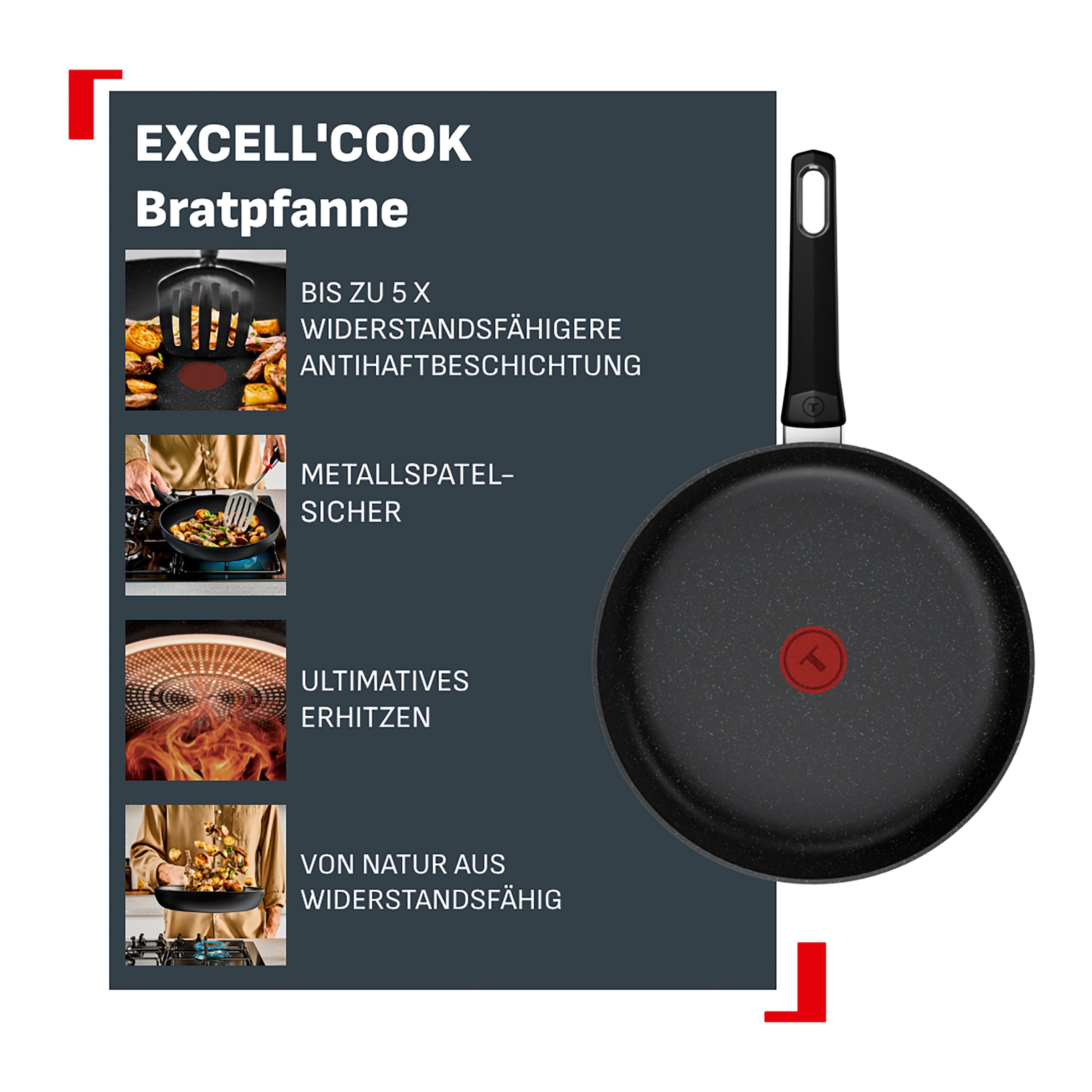Tefal Bratpfanne »Excell'Cook« Aluminium 1 tlg. leistungsstarke Keramikversiegelung, induktionsgeeignet, Thermo-Signal