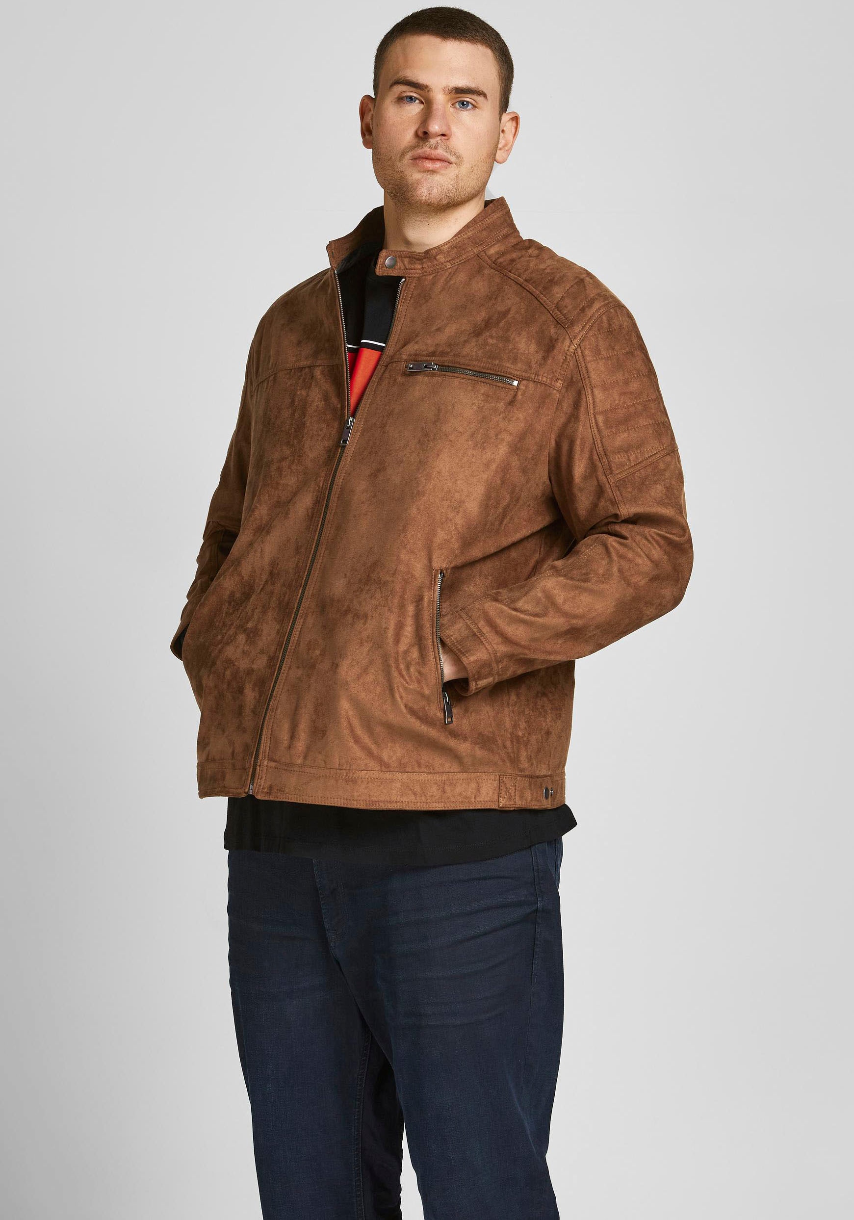 Jack & Jones PlusSize Bikerjacke »ROCKY JACKET«, bis Größe 6XL