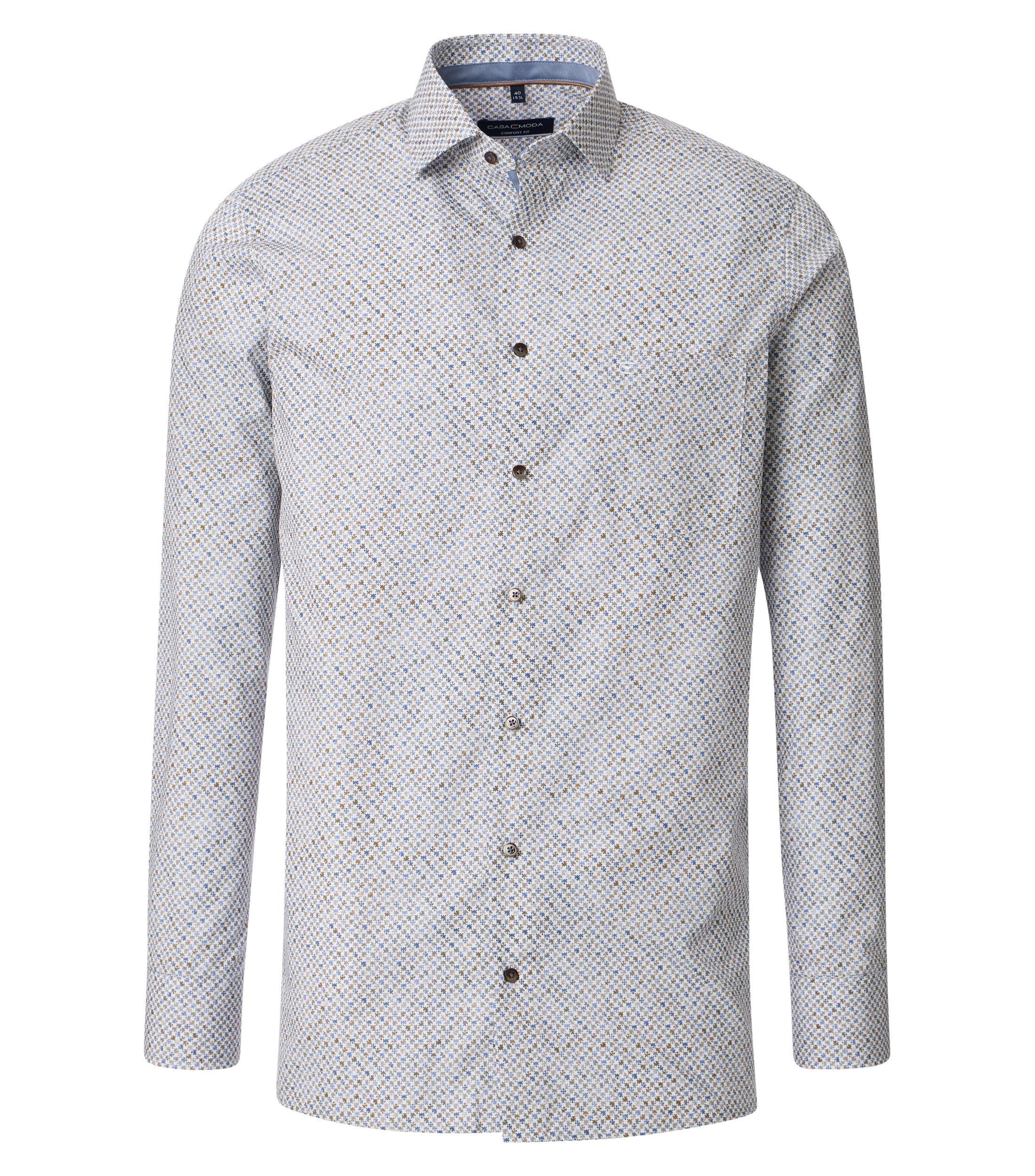 CASAMODA Camicia Uomo Business Stampa Minimal - Comfort Fit, Cotone, Oliva, Taglia 49
