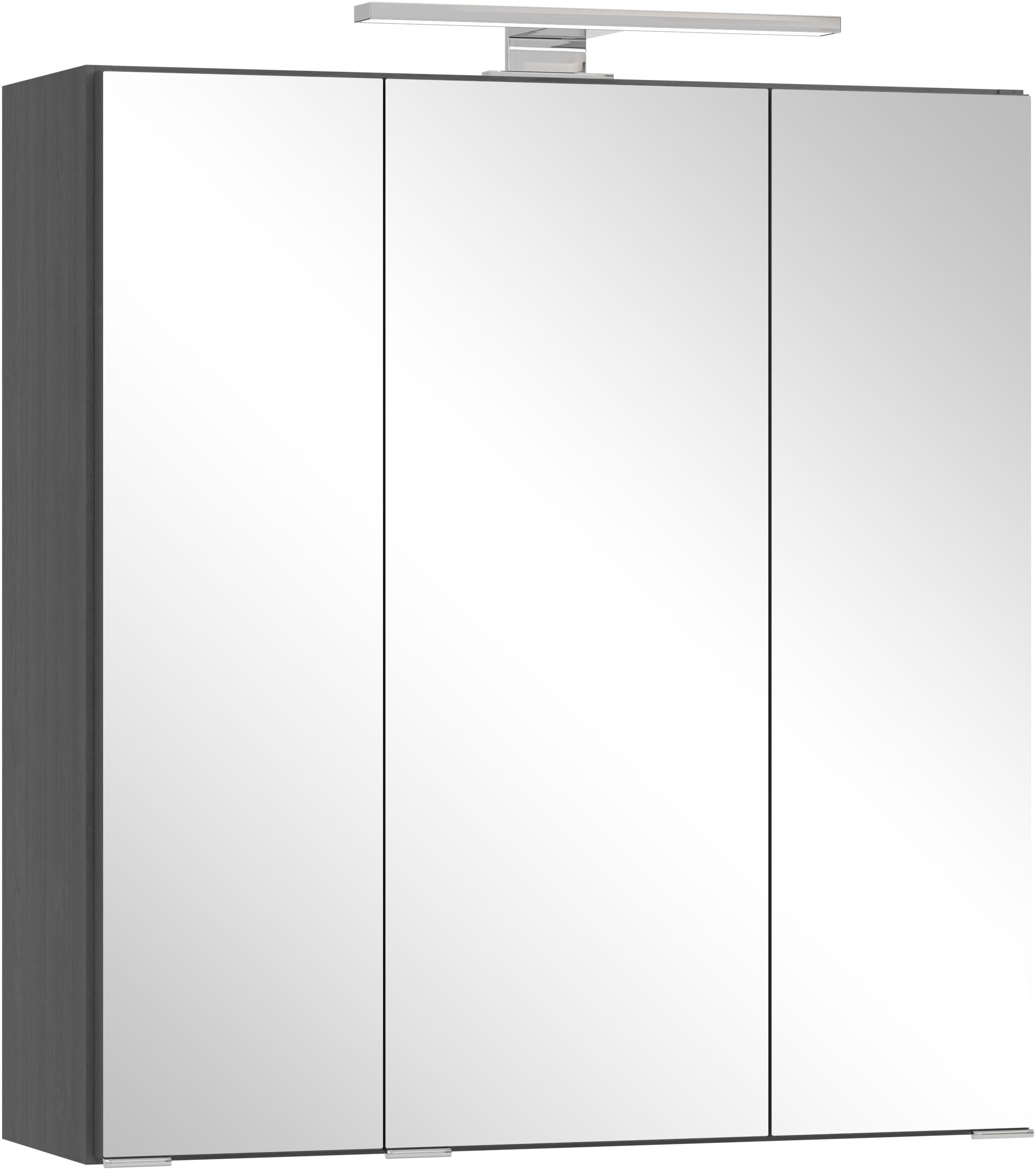 OTTO home Spiegelschrank "BOZEN, 3D-Spiegelschrank 60 cm" Inklusive LED-Aufbauleuchte, Steckdose und Schalter