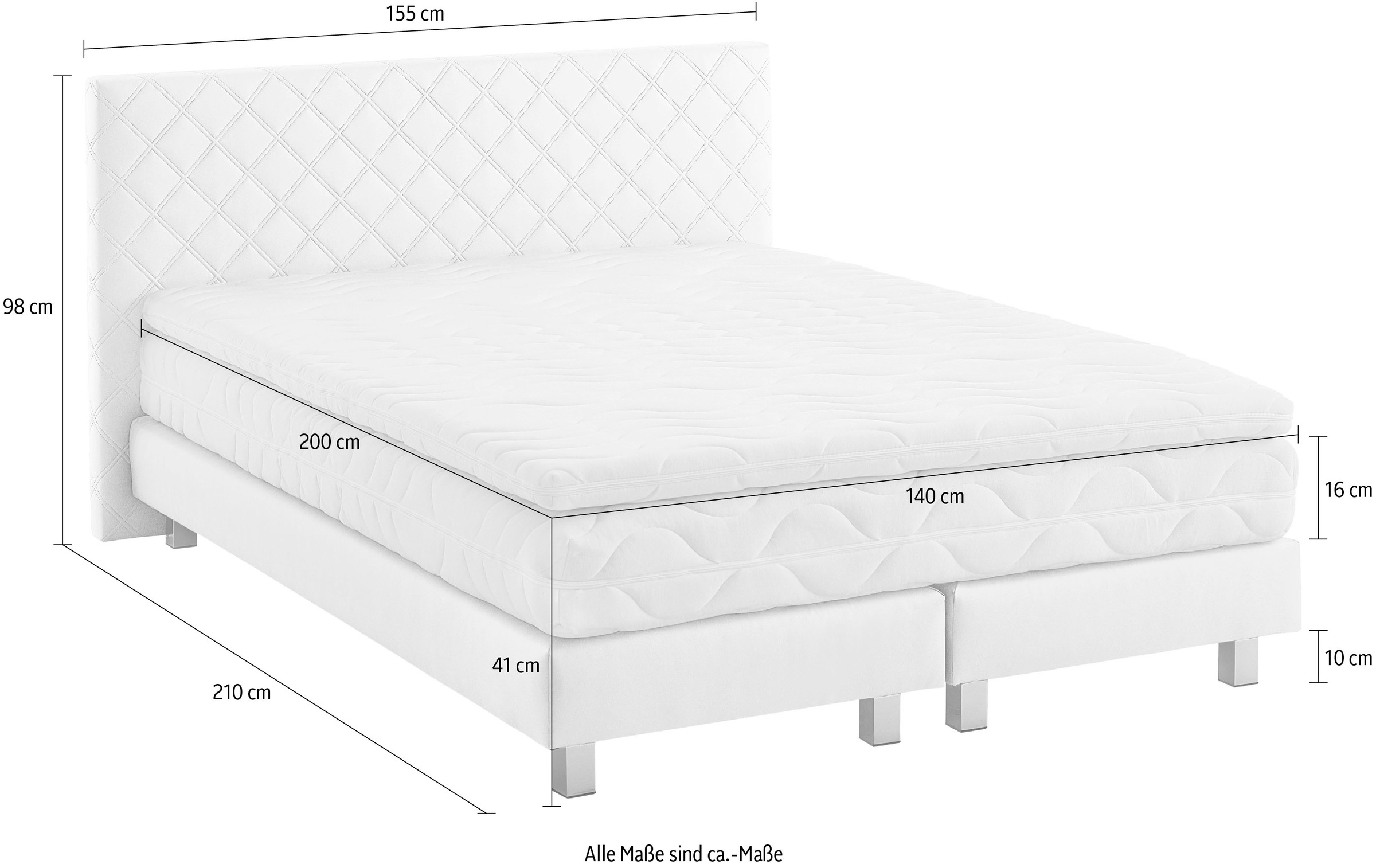 Westfalia Schlafkomfort Boxbett »Kyoto«, Kunstleder,Bonnell-,Kaltschaum-&Taschenferderkern wählbar in H2,H3,H4