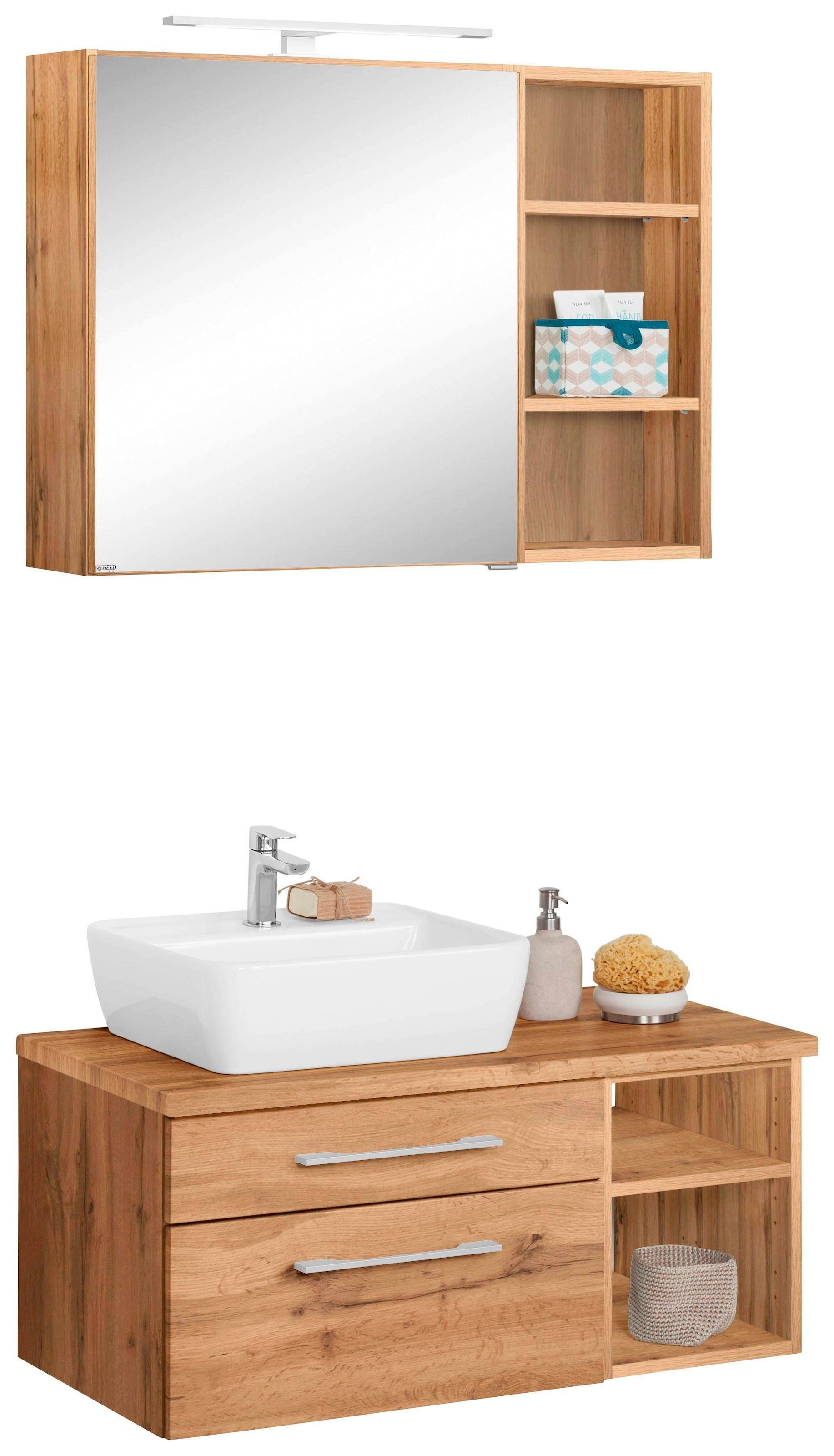 welltime Badmöbel-Set "Davos" 3 Stk. tlg. Spiegelschrank, Regal und Waschti günstig online kaufen