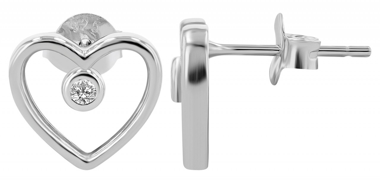Paar Ohrhänger ADELIA´S "Damen Ohrstecker aus 925 Sterling Silber mit Herz und Zirkonia", silber, Ohrringe, Damen, Damen, Silber 925 (Sterlingsilber)